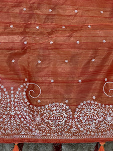 Embroidery Border Tussar Finish Saree | RP549