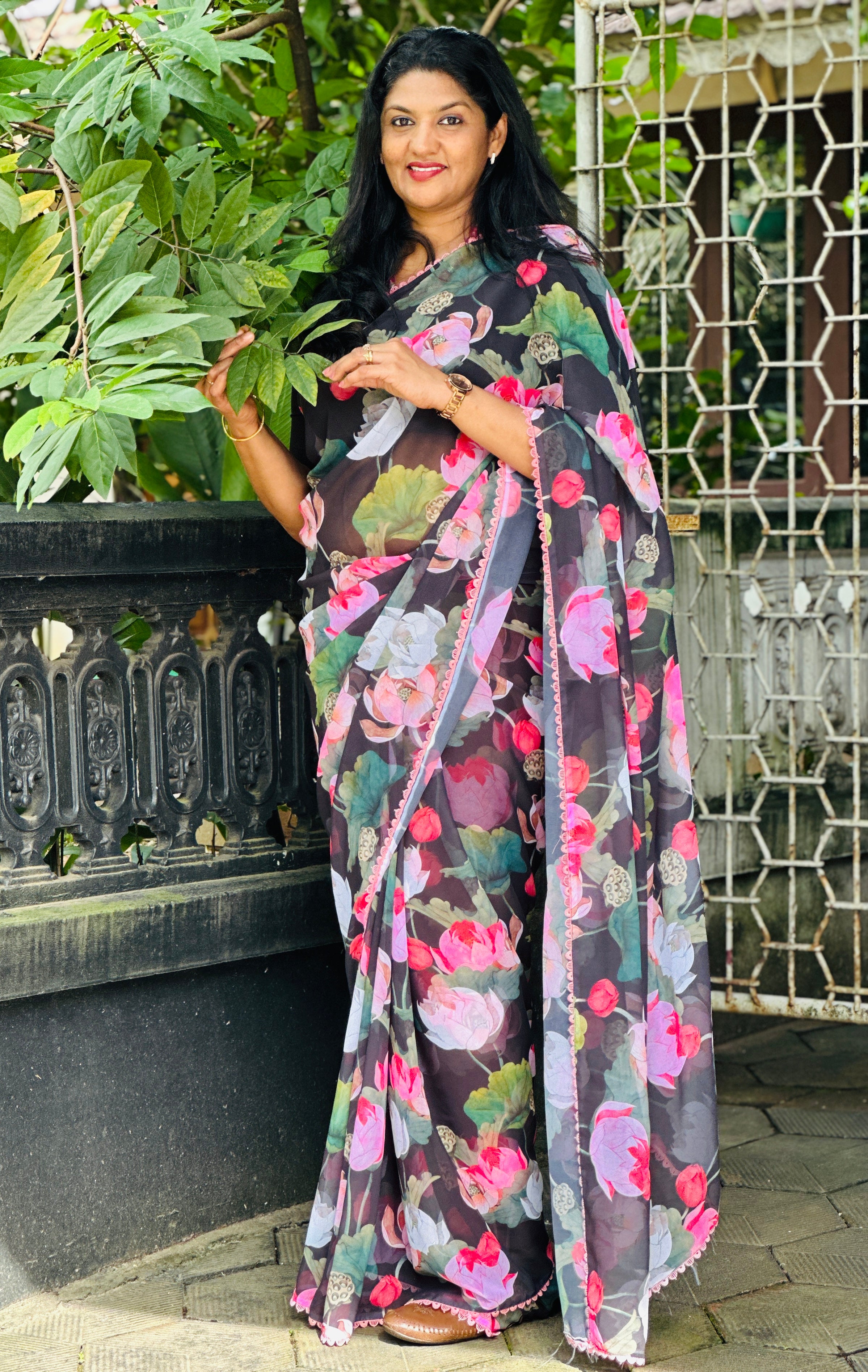 Floral Printed Pattern Georgette Saree | HT152
