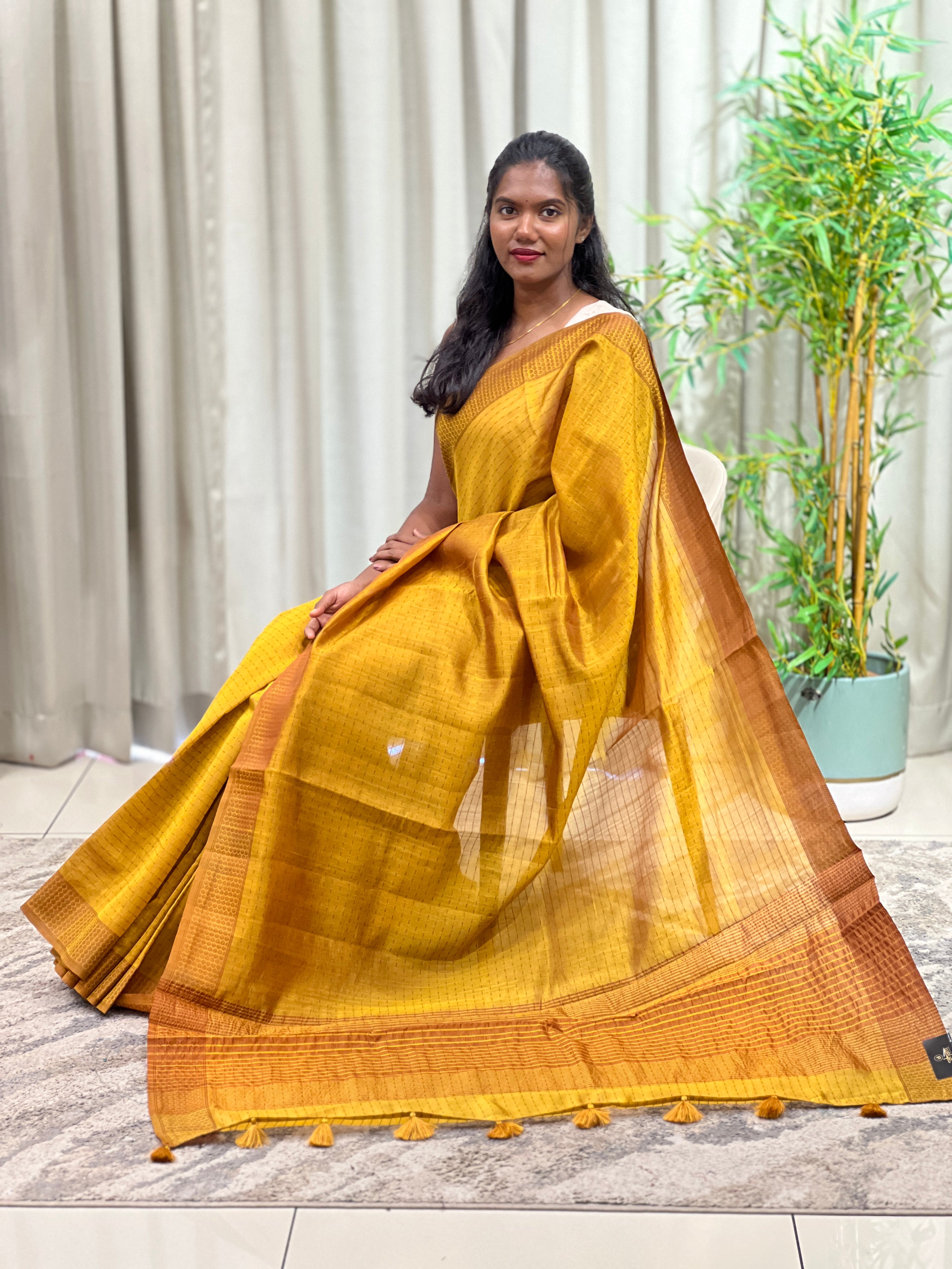Line Weaved Pattern Semi Silk Saree | YNG1694