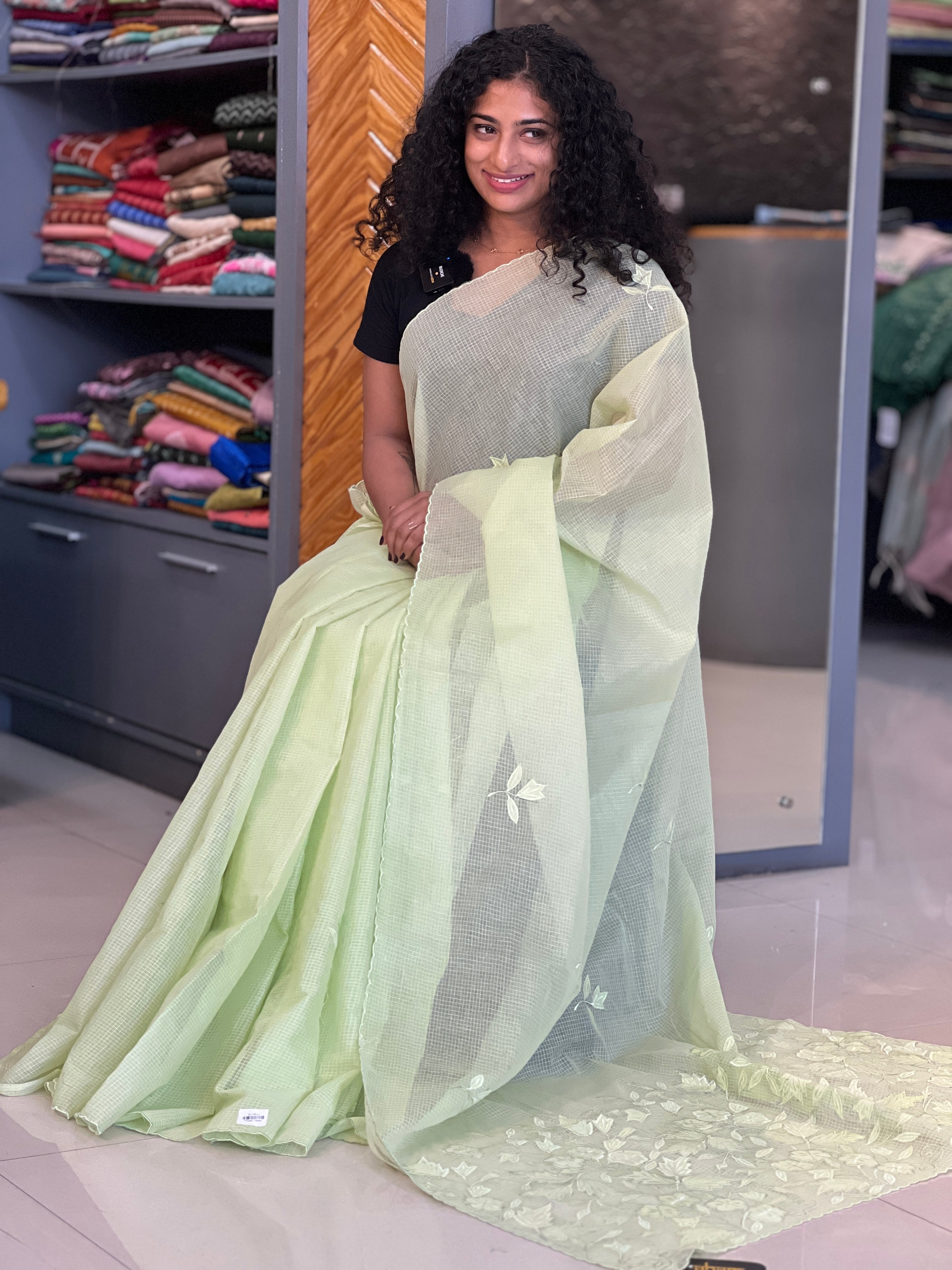 Applique Work Check Kota Saree | PF959