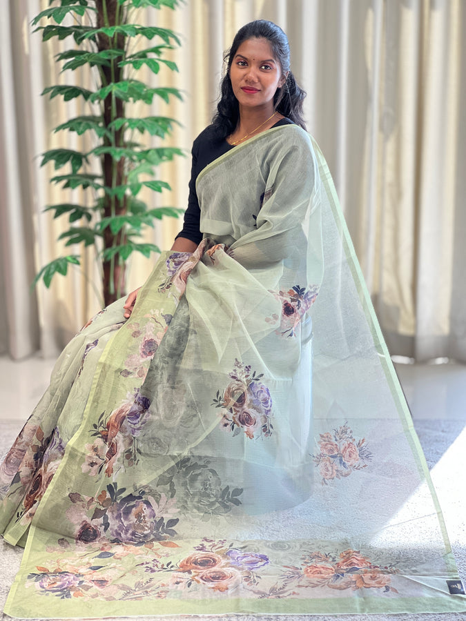 Digital Printed Floral Patterned Kota Saree | BLD1211