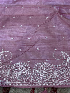 Paisley Embroidery Tussar Finish Saree | RP542