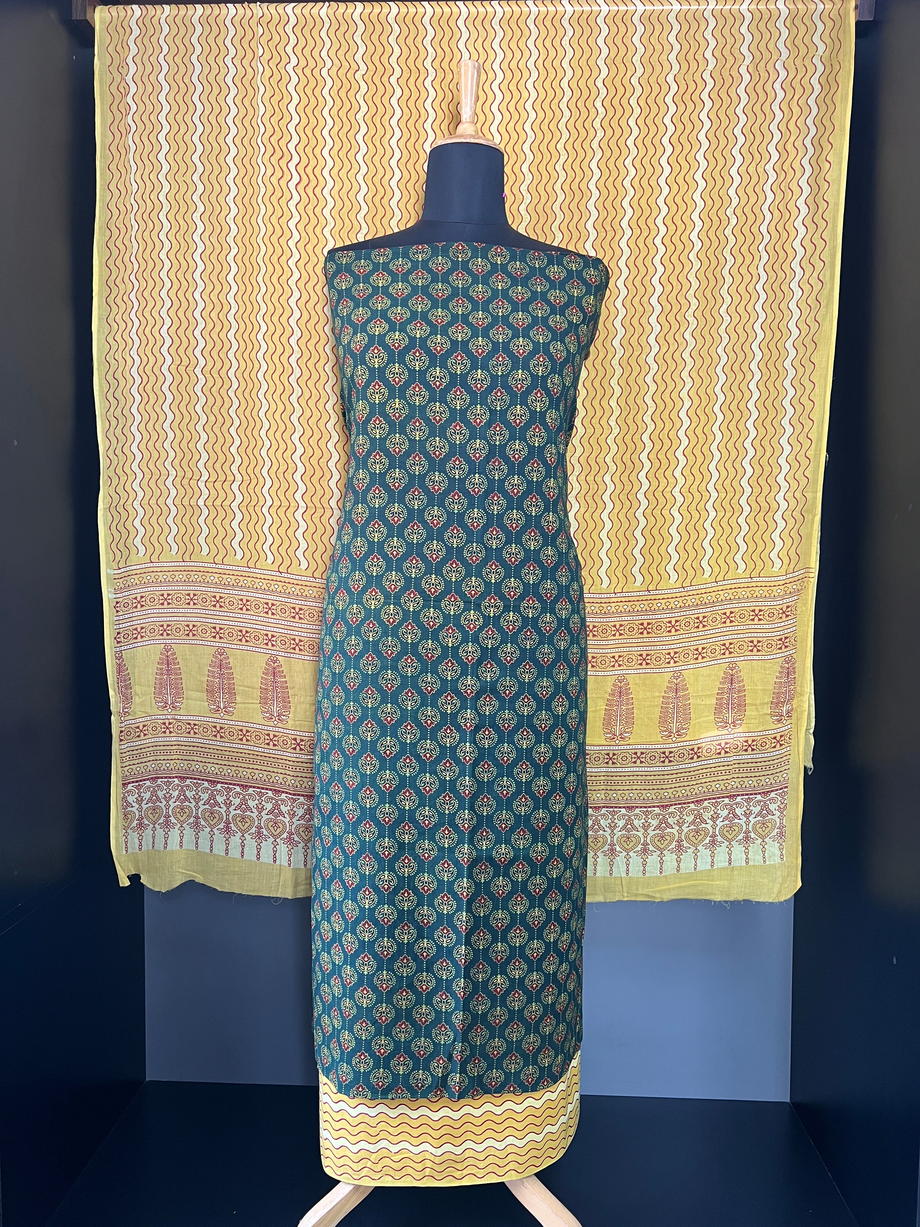 Ajrakh Inspired Printed Pattern Cotton Salwar Set | MF127
