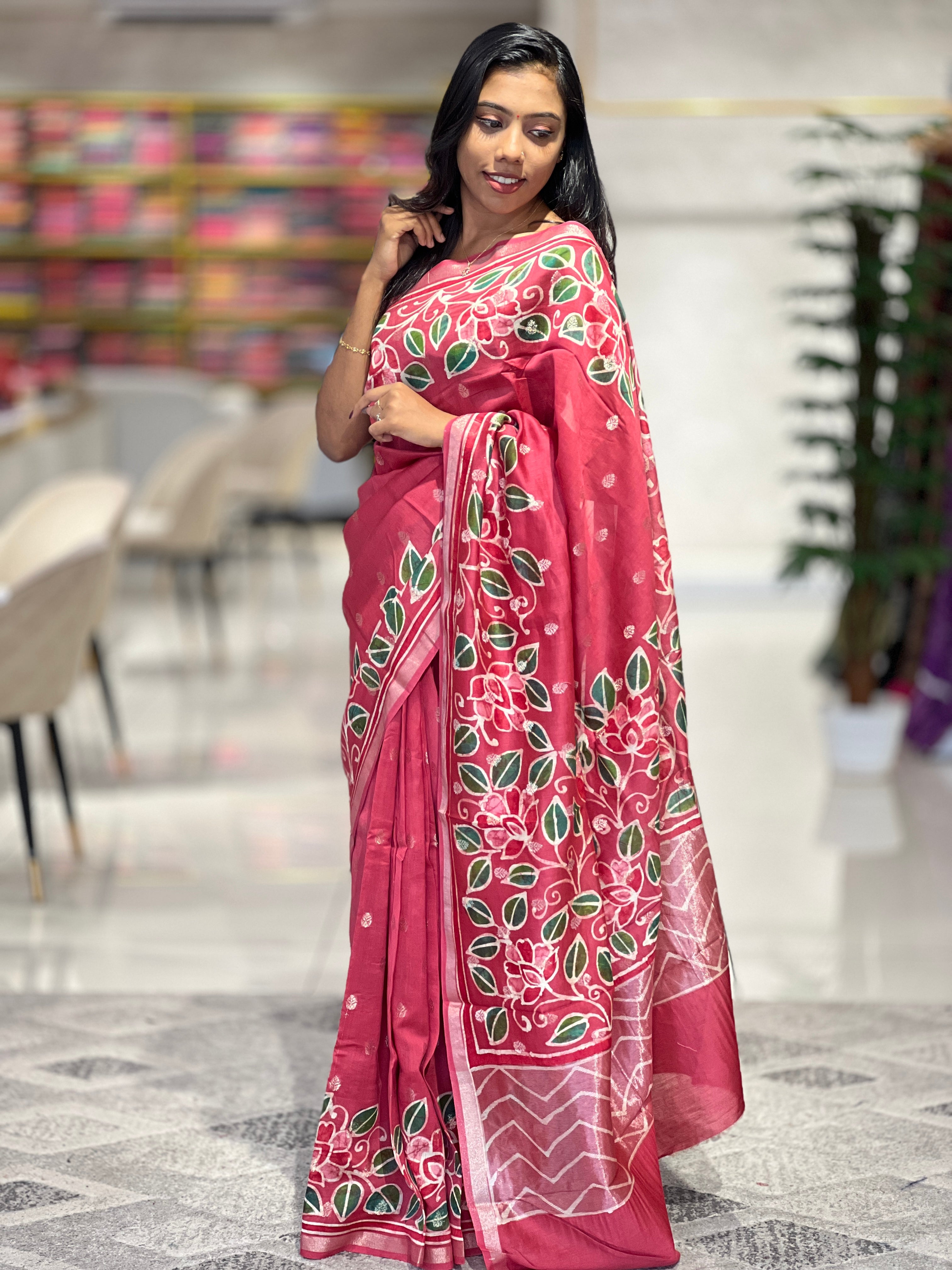 Banarasi With Batik Printed Chanderi Silk Saree | RGD640