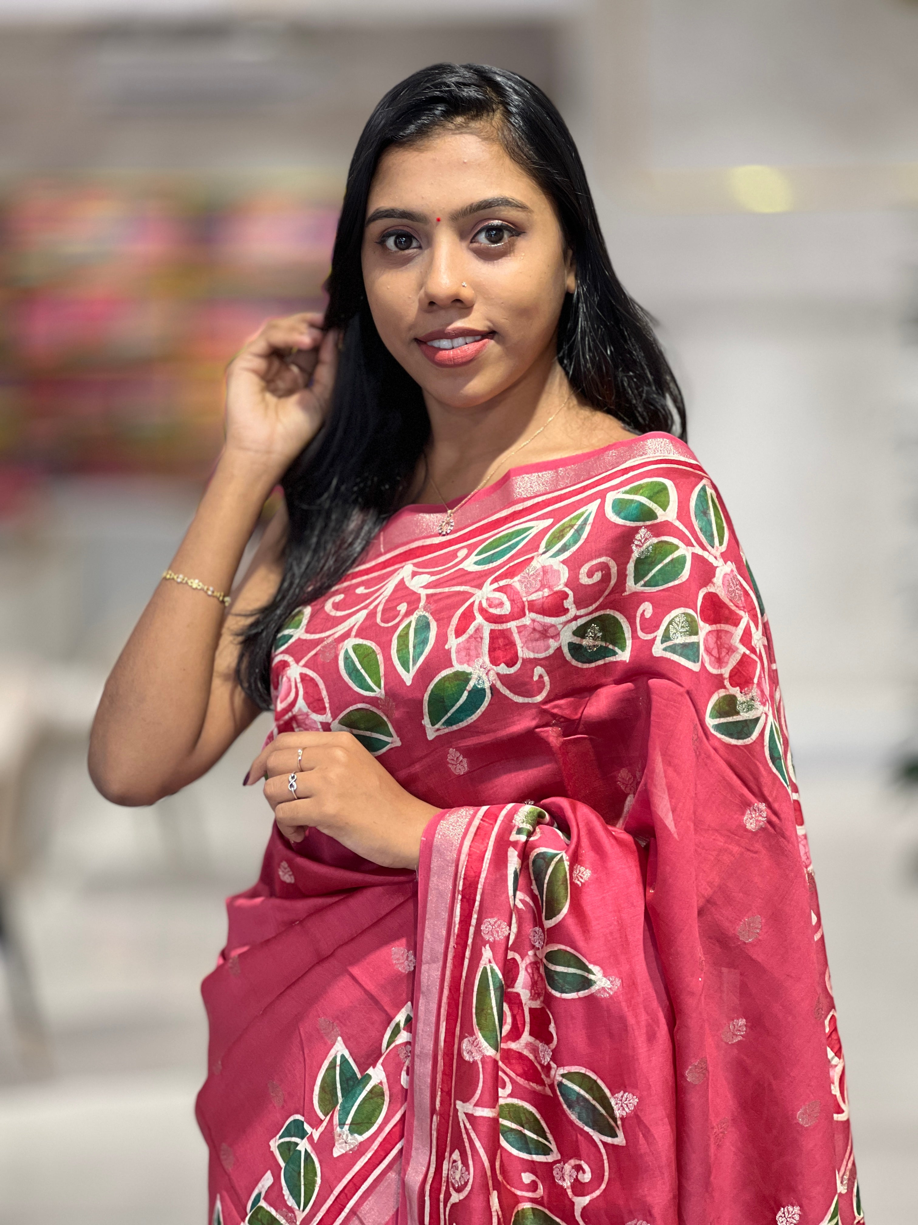 Banarasi With Batik Printed Chanderi Silk Saree | RGD640
