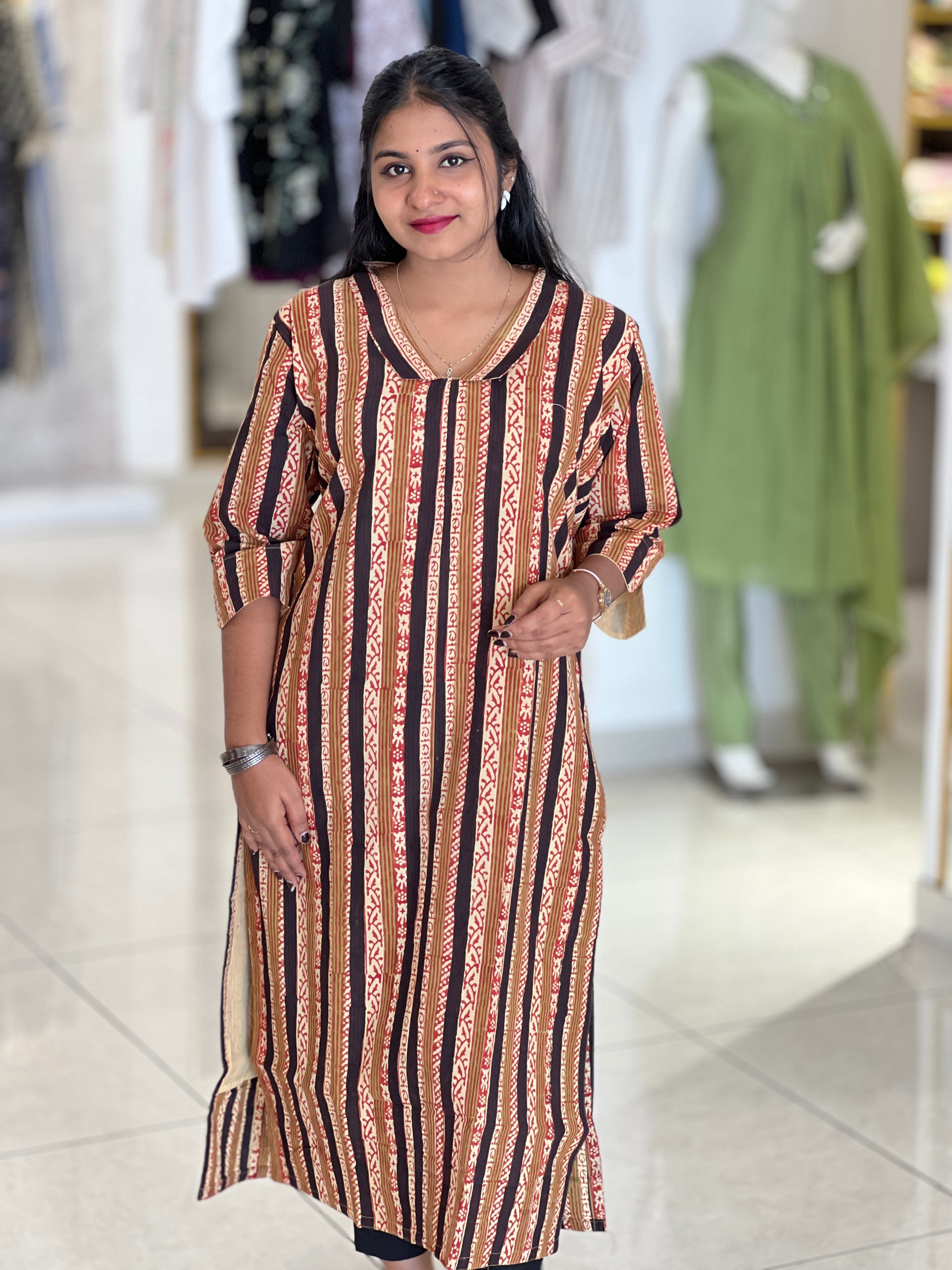 Hand Block Printed Cotton Kurta | RMLA169