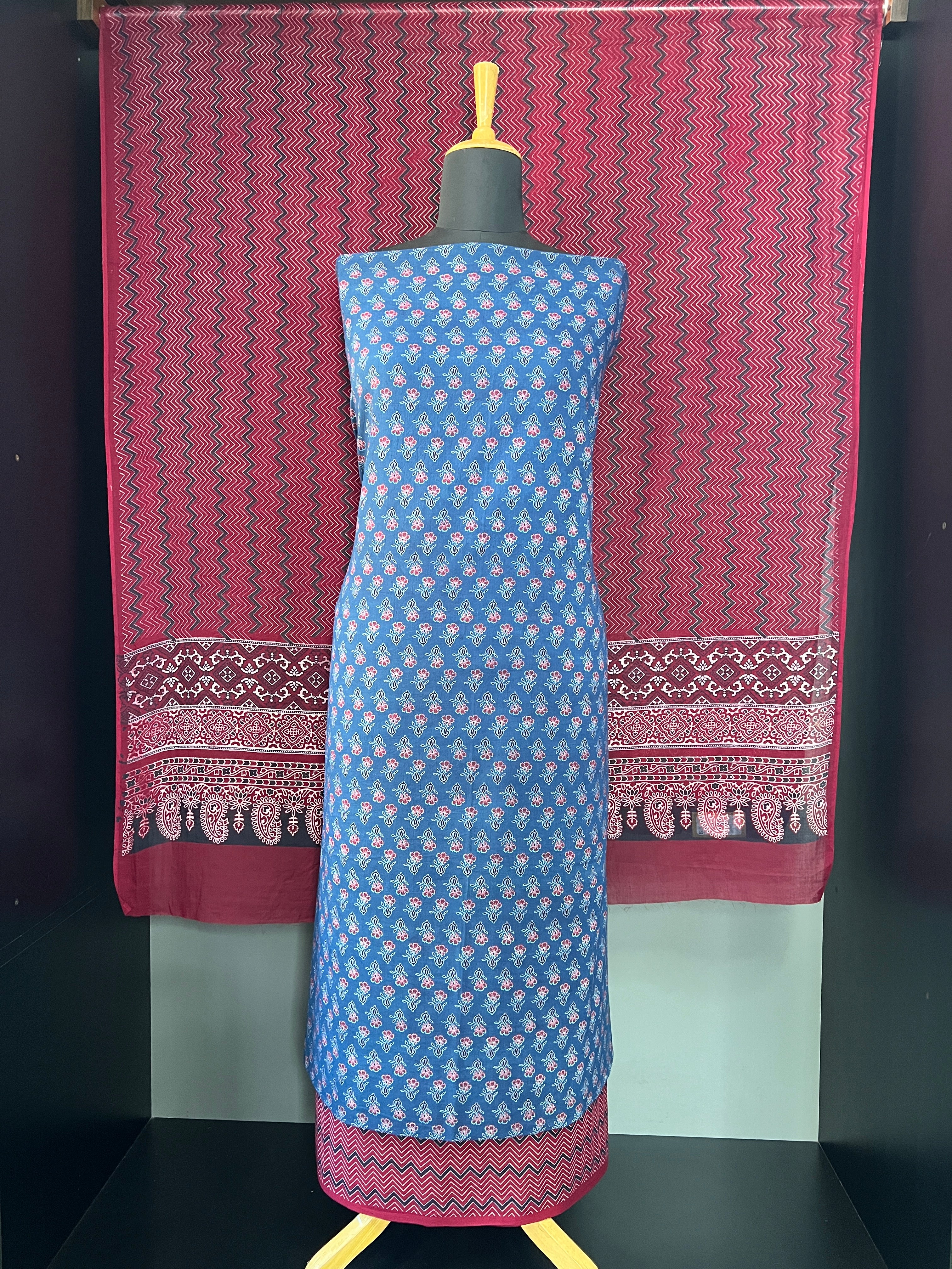Ajrakh Inspired Printed Pattern Cotton Salwar Set | MF141