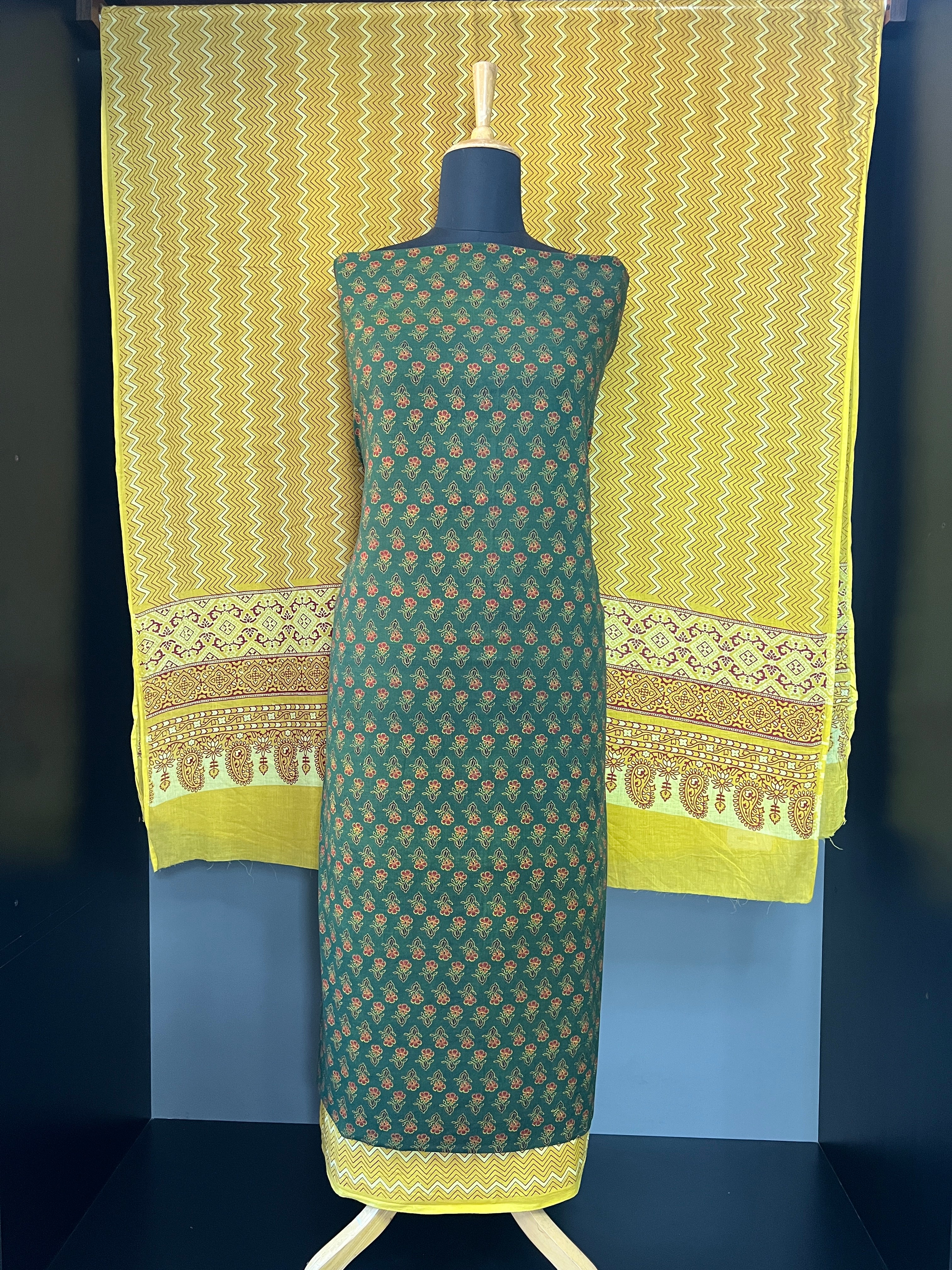 Ajrakh Inspired Printed Pattern Cotton Salwar Set | MF139