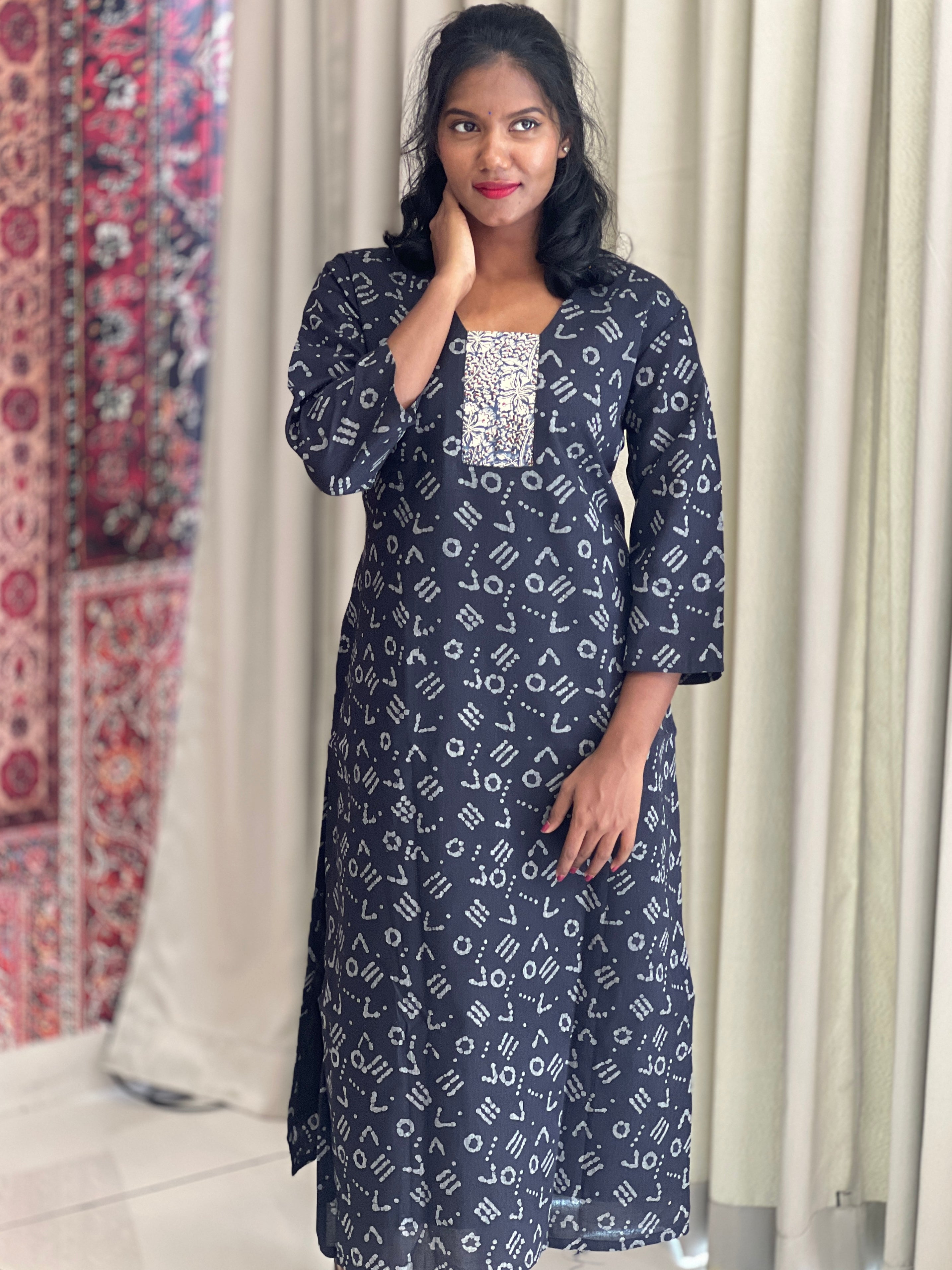 Geometrical Printed Cotton Kurta | DNT261