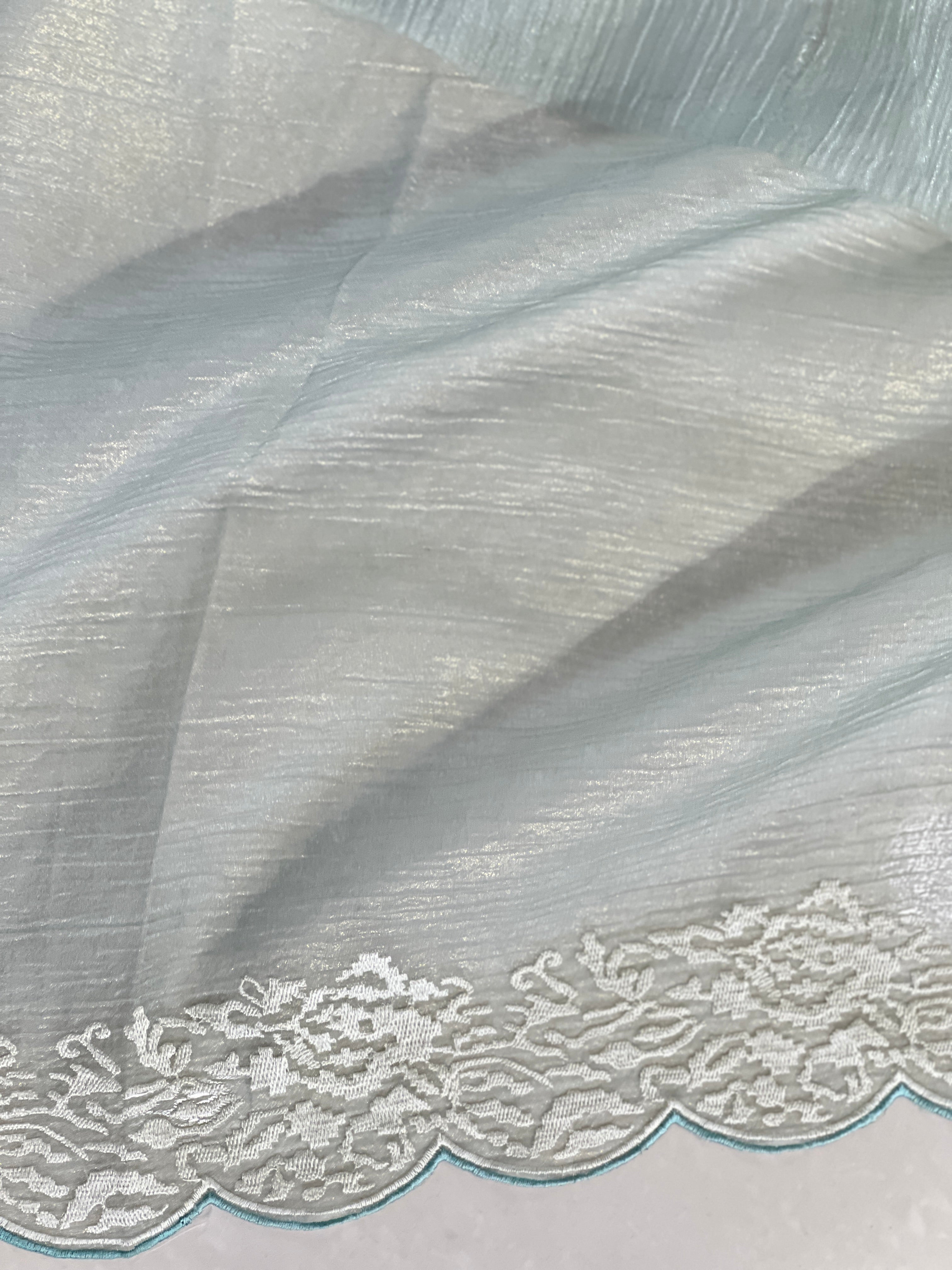 Machine Embroidery Crushed Shimmer Organza Saree | BLD1476