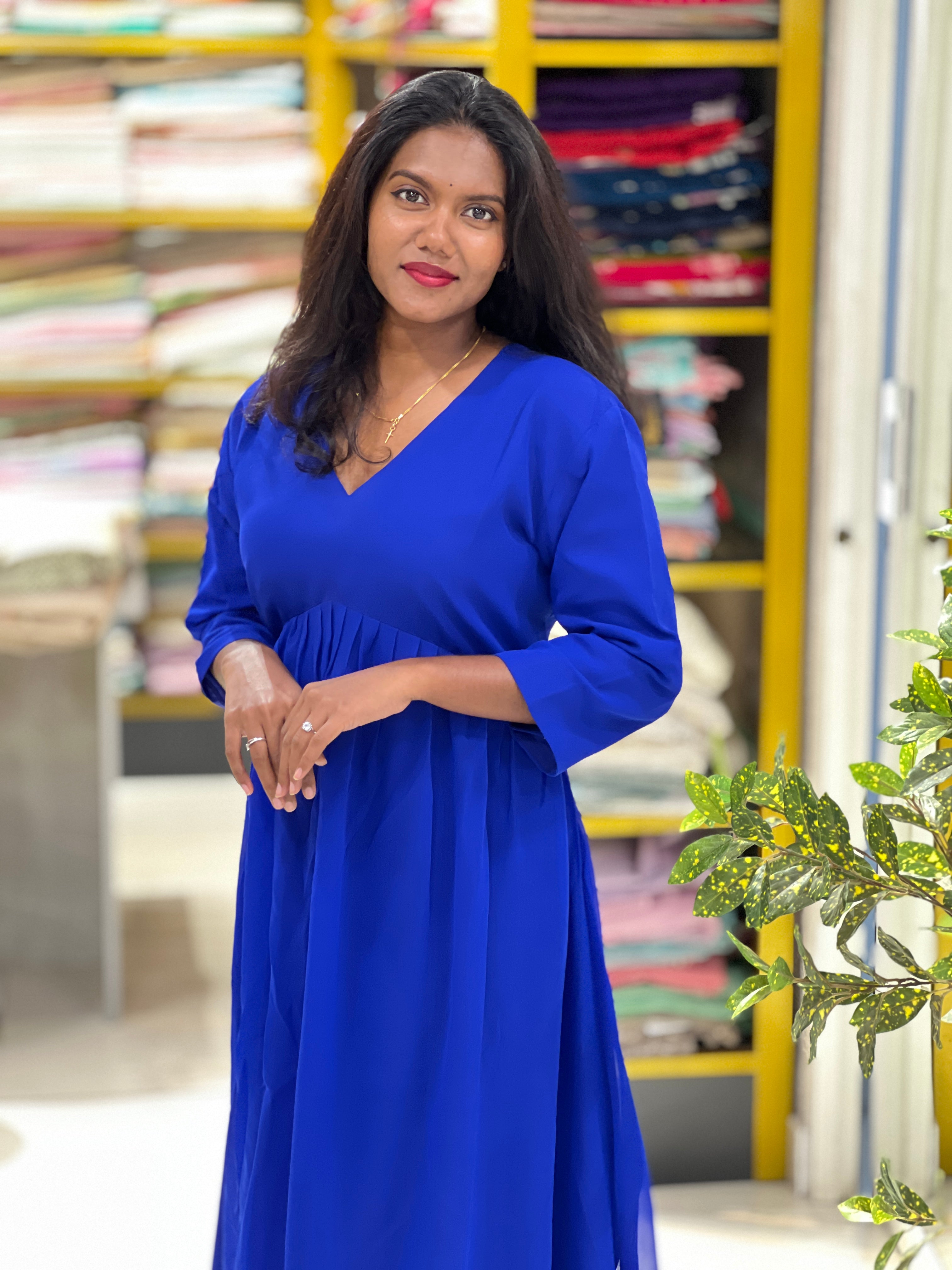 Solid A-Line Georgette Kurta | DNT1131