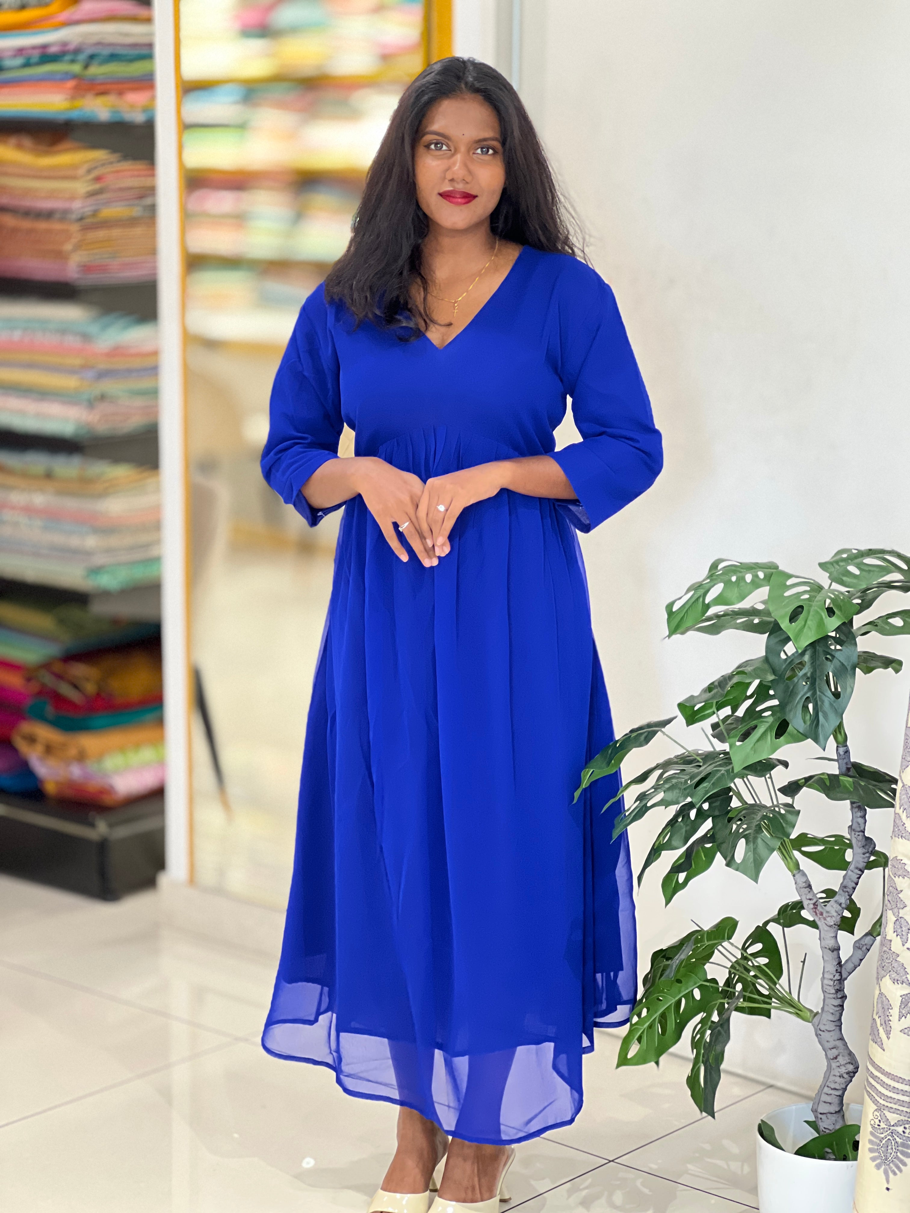 Solid A-Line Georgette Kurta | DNT1131