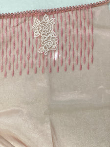 Floral Cross Stitch Embroidery Detailed Shimmer Organza Saree | BLD1458