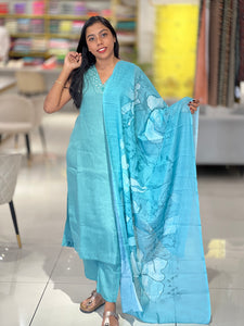 Hand Work Detailed Linen Kurta Set | NAI140