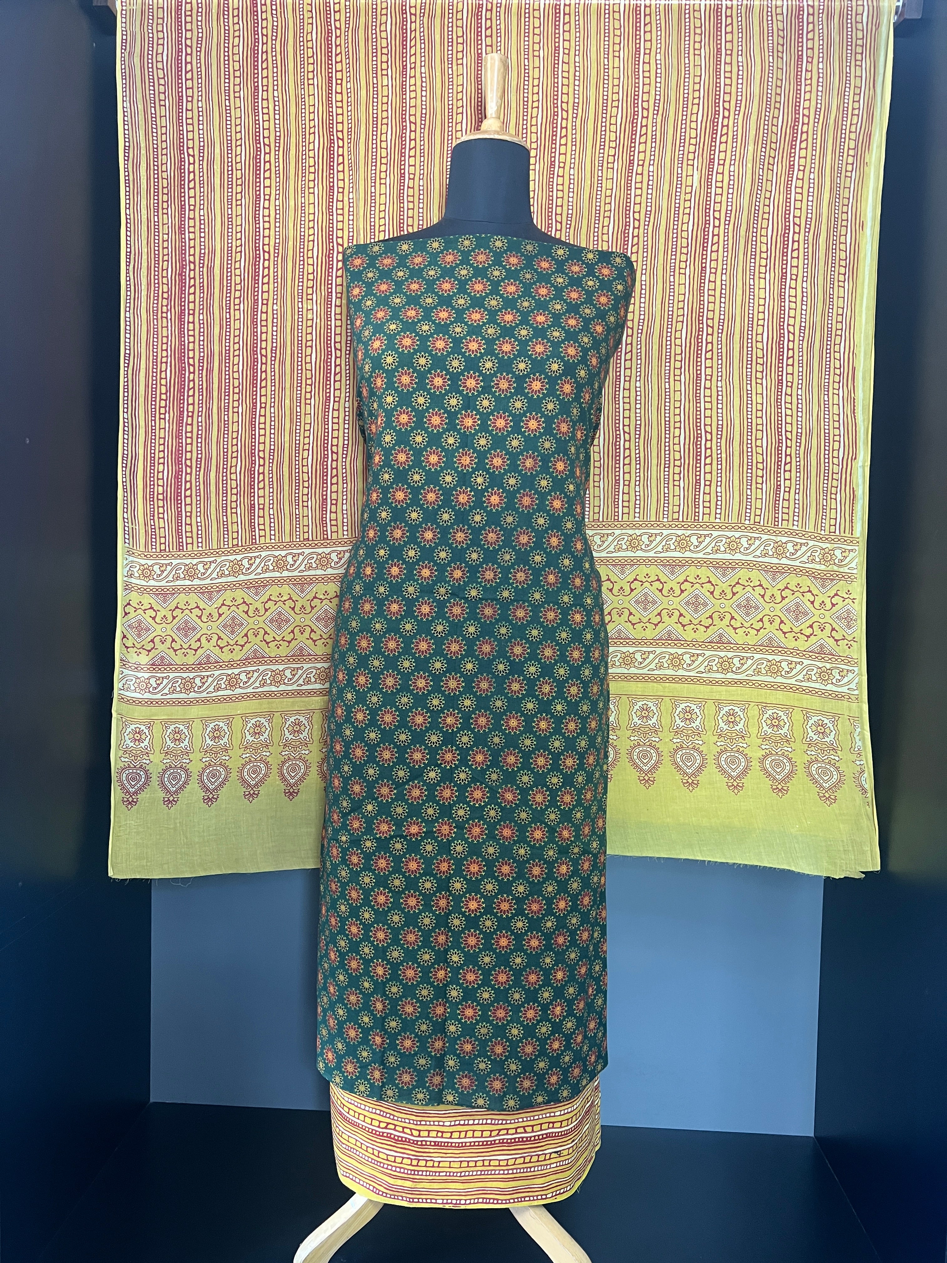 Ajrakh Inspired Printed Pattern Cotton Salwar Set | MF130