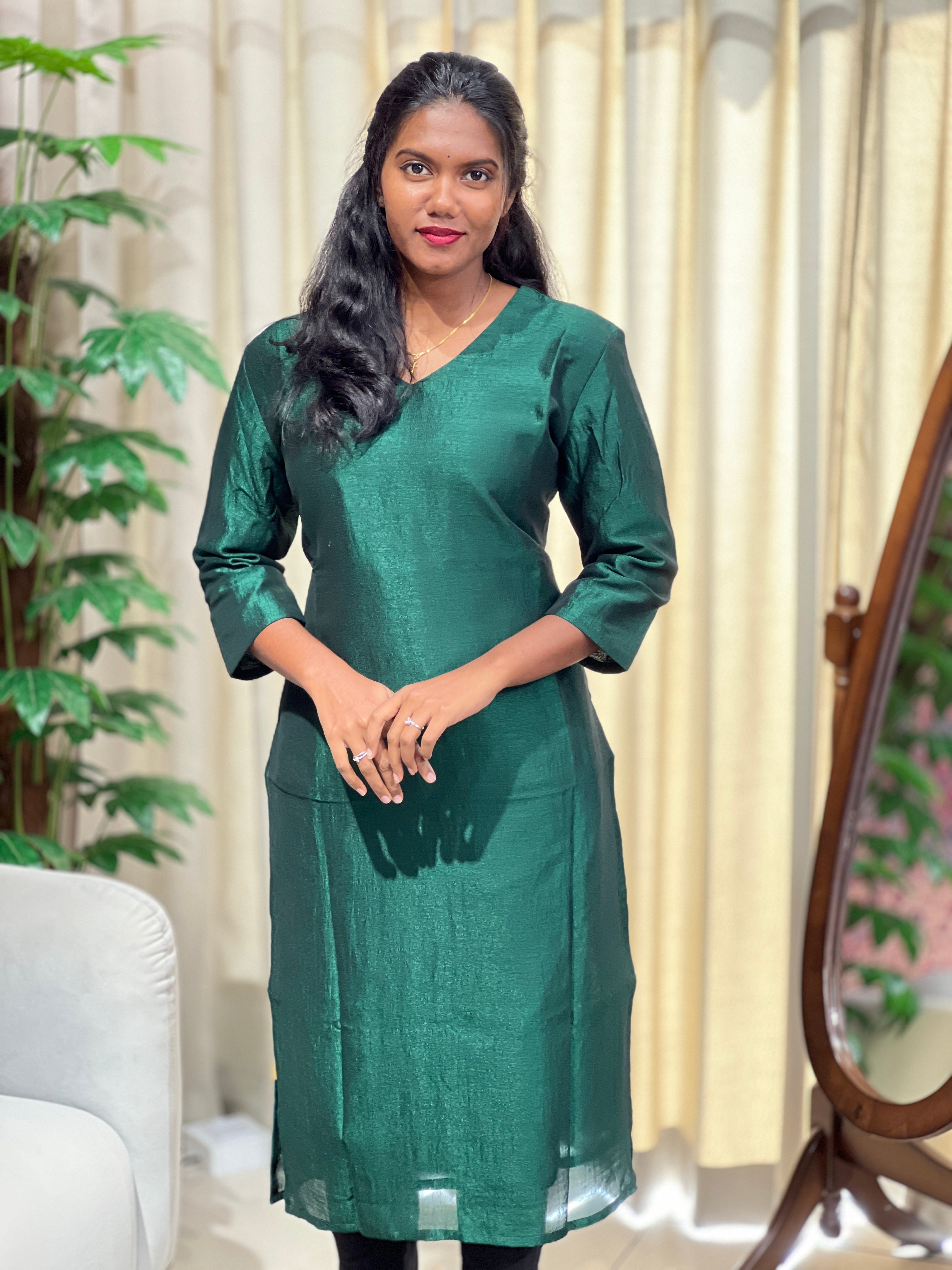 Solid Patterned Georgette Kurta | DNT1142