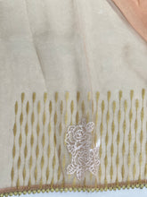 Floral Cross Stitch Embroidery Detailed Shimmer Organza Saree | BLD1459