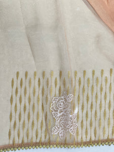 Floral Cross Stitch Embroidery Detailed Shimmer Organza Saree | BLD1459
