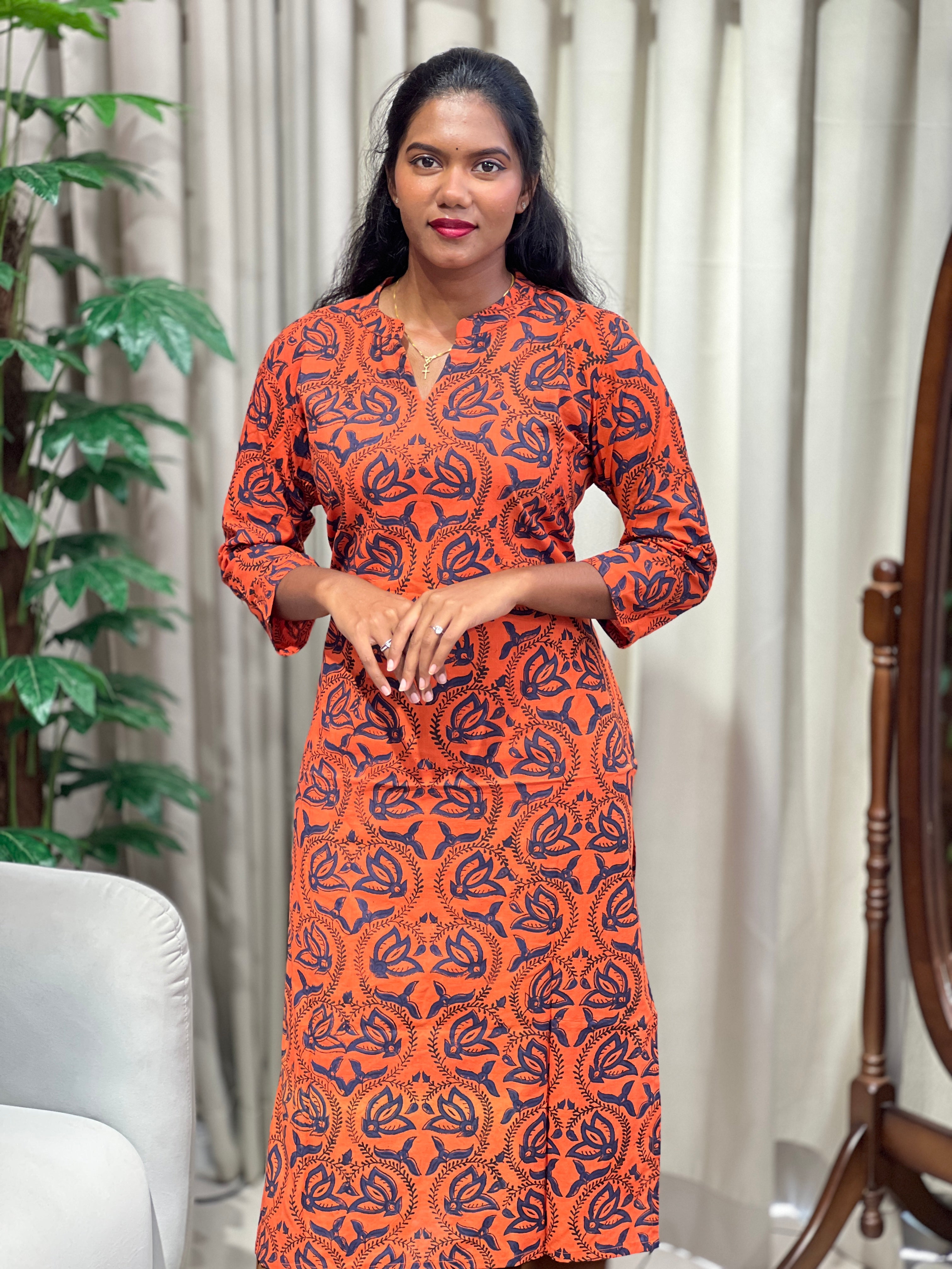 Floral Printed Cotton Kurta | DNT1145