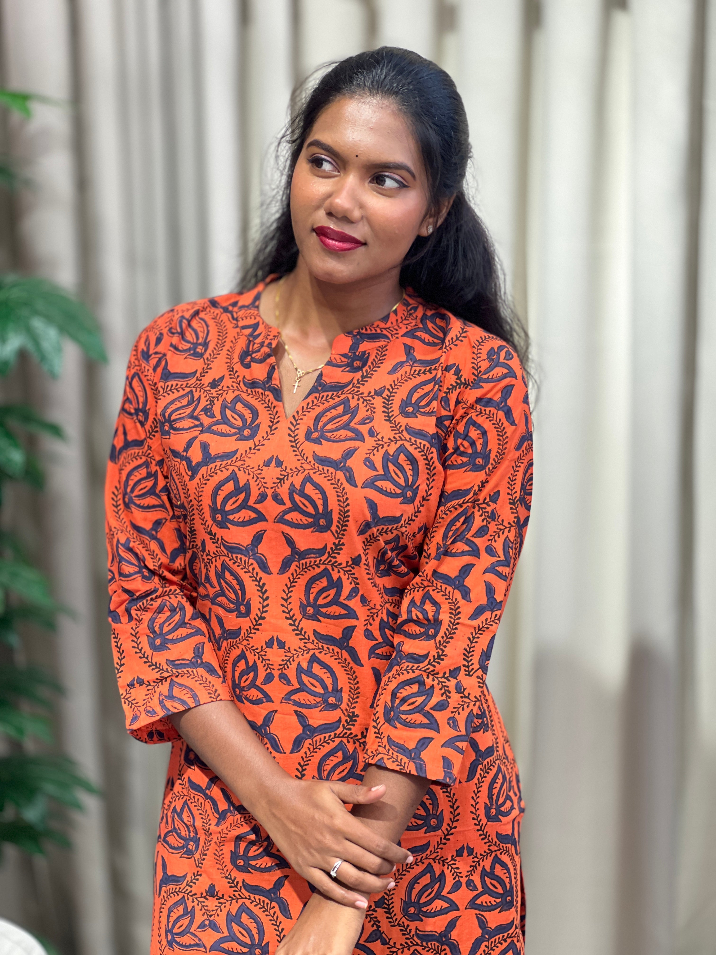 Floral Printed Cotton Kurta | DNT1145