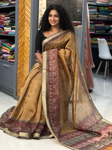 Zari Check Weaved Silk Chanderi Saree | SMC123