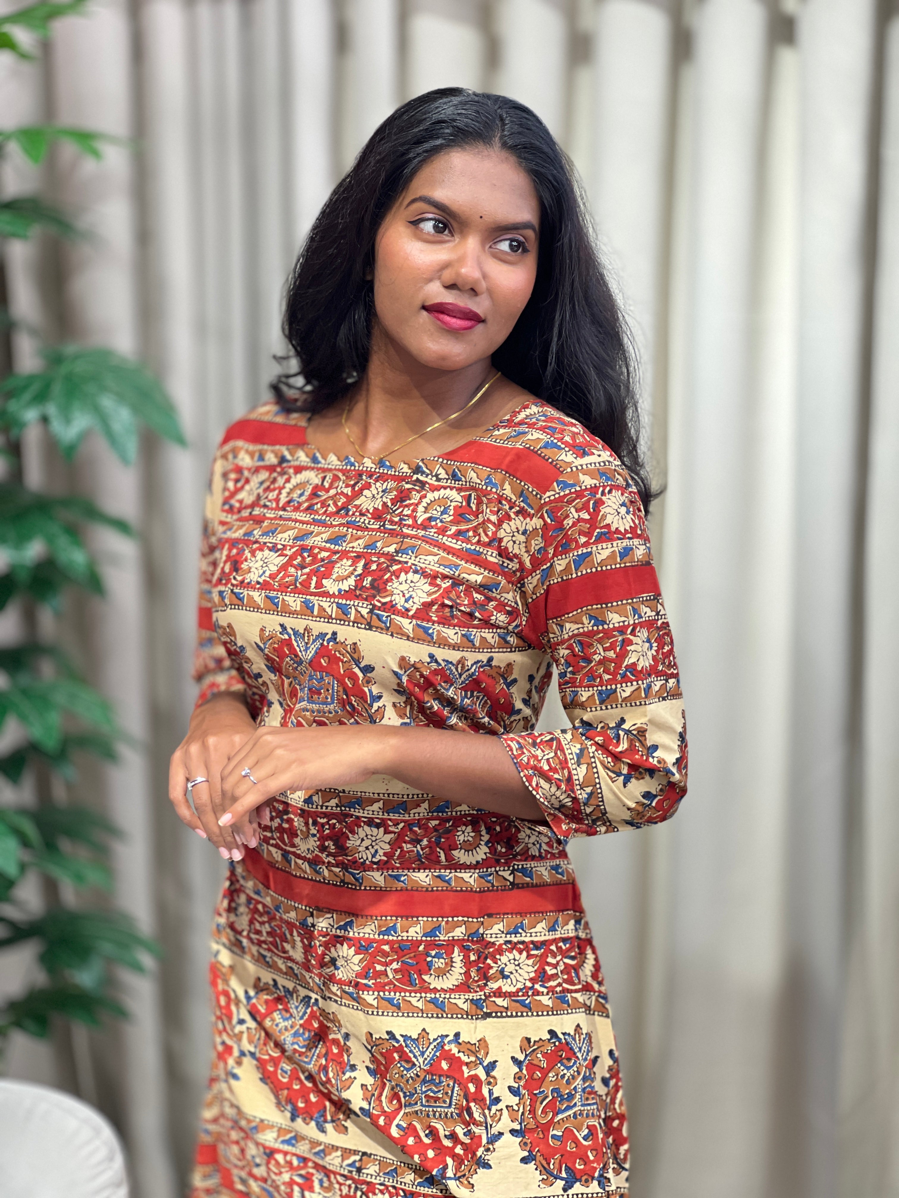 Ajrakh Printed Cotton Kurta | DNT1143