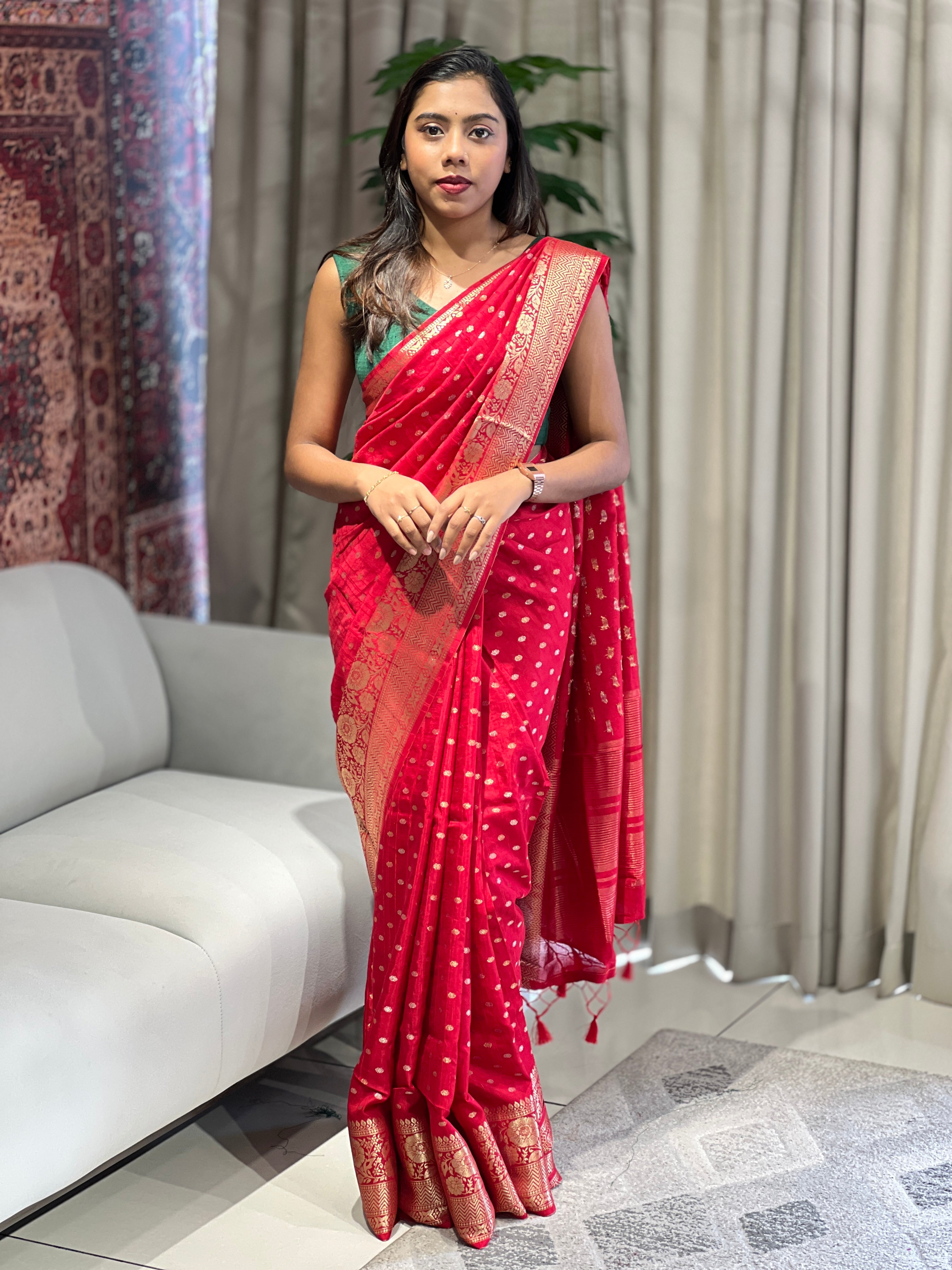 Golden Zari Woven Banarasi Saree | NN419