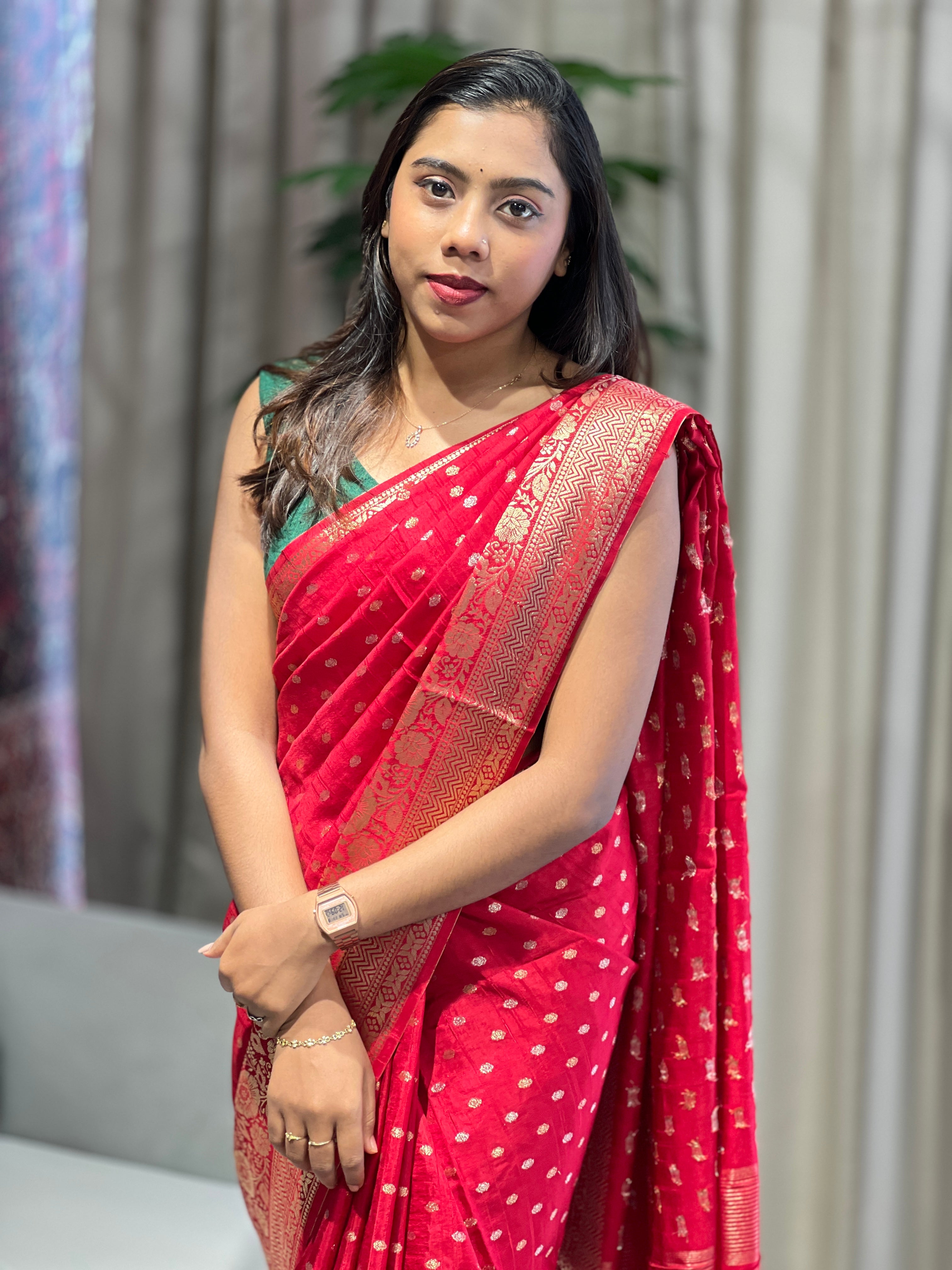 Golden Zari Woven Banarasi Saree | NN419