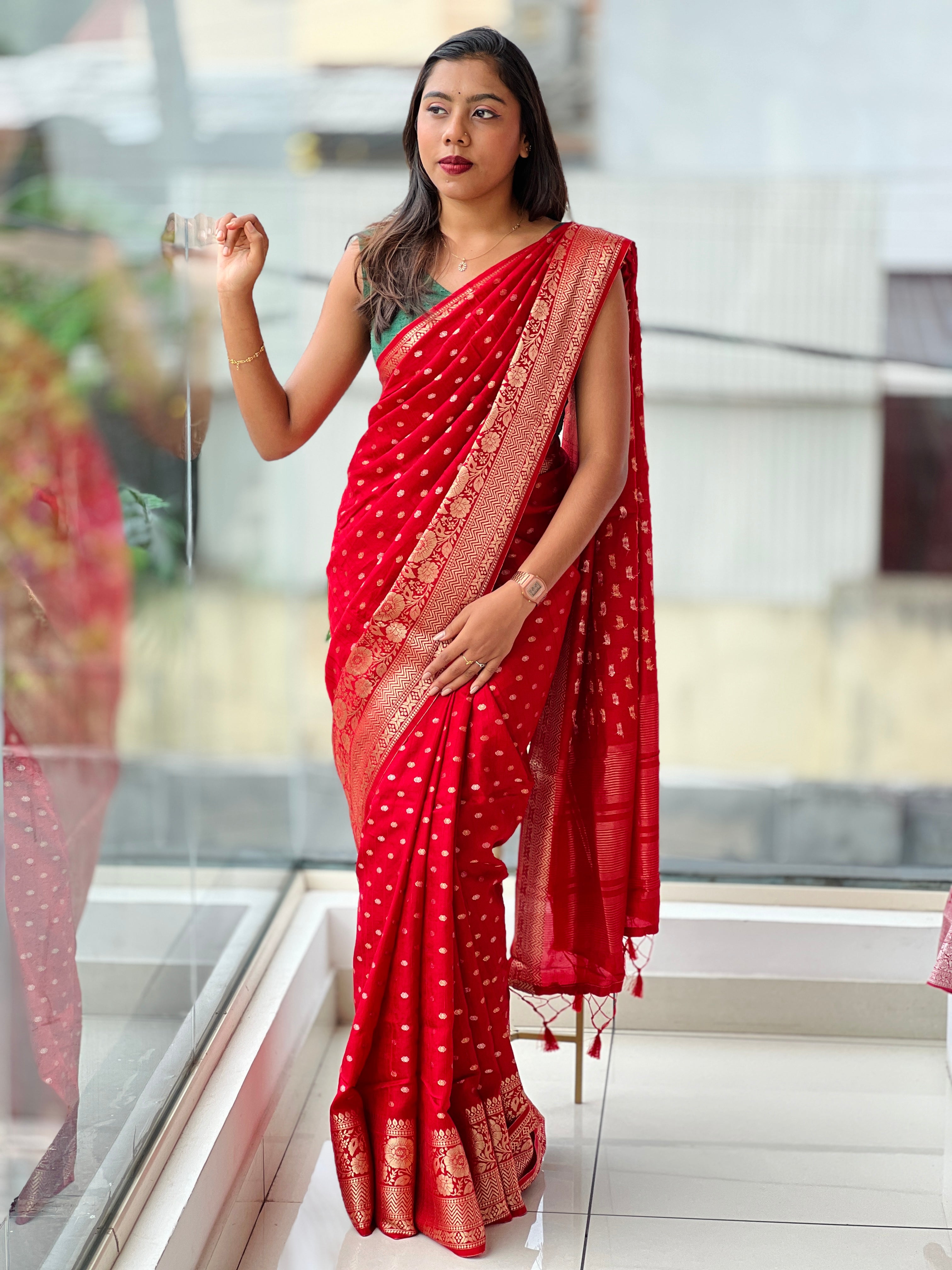 Golden Zari Woven Banarasi Saree | NN419