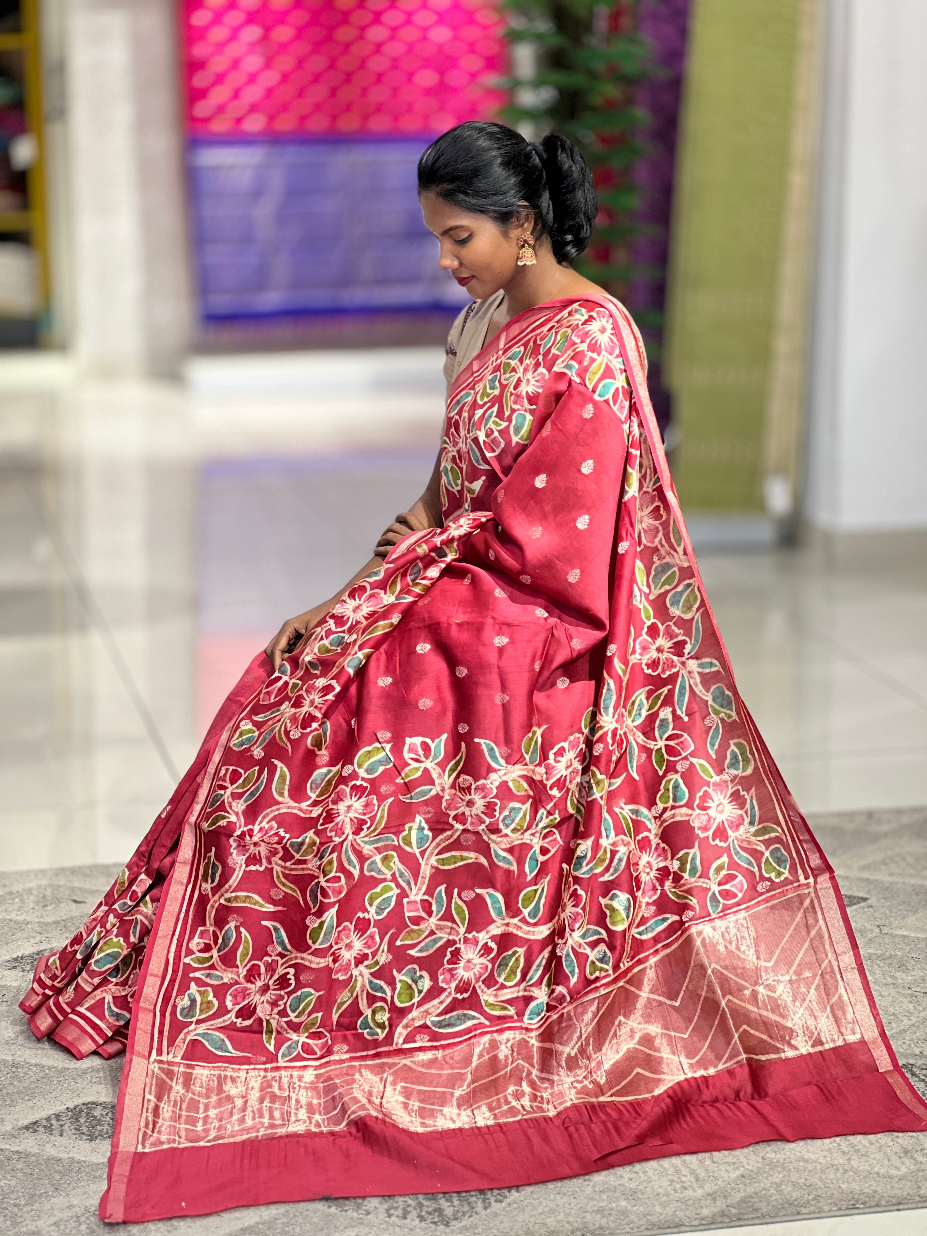 Banarasi With Batik Printed Chanderi Silk Saree | RGD648
