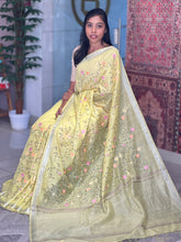 Machine Embroidered Powerloom Linen Sarees | SK107