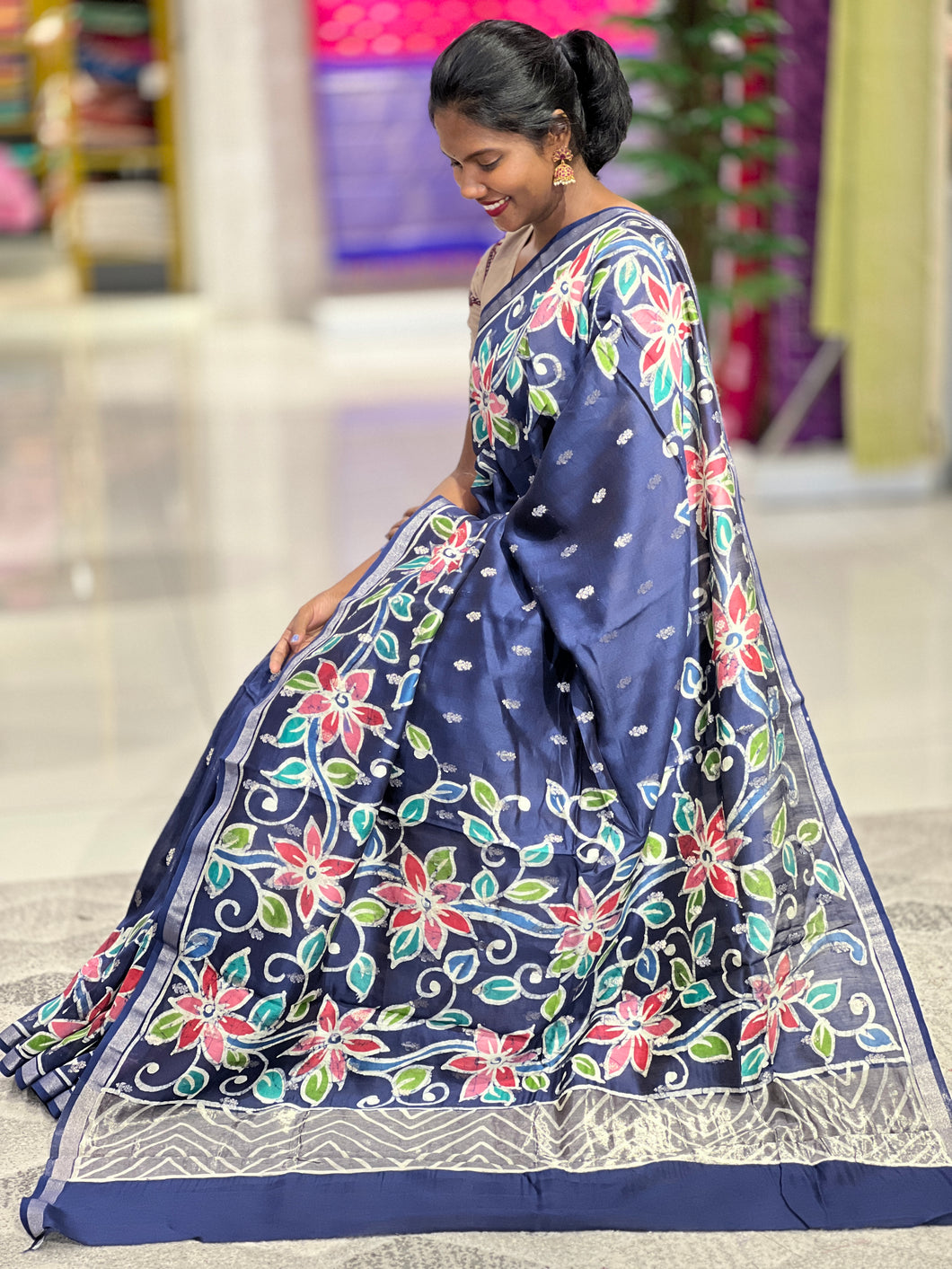 Banarasi With Batik Printed Chanderi Silk Saree | RGD653