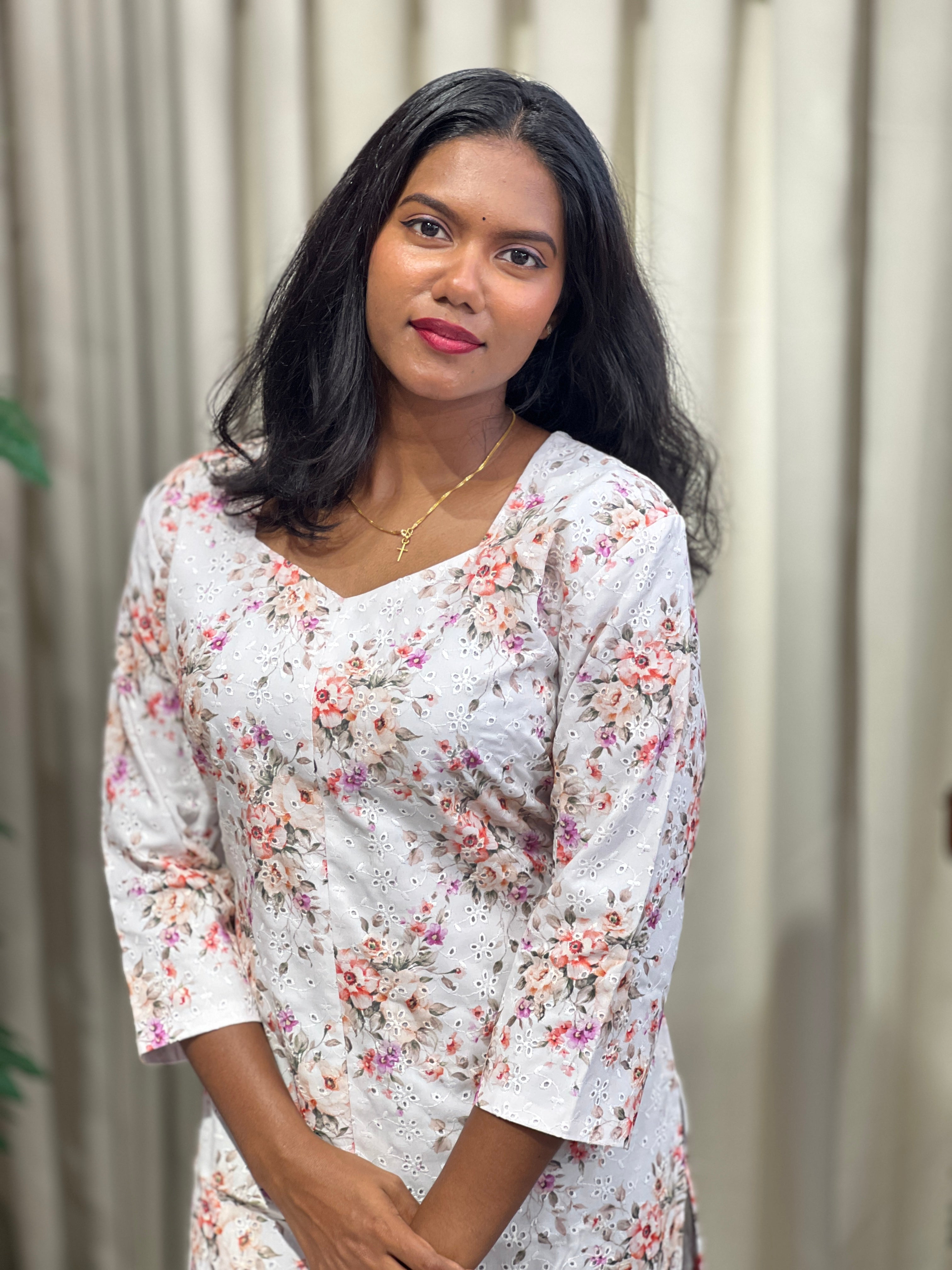 Floral Printed Cotton Kurta | DNT1138