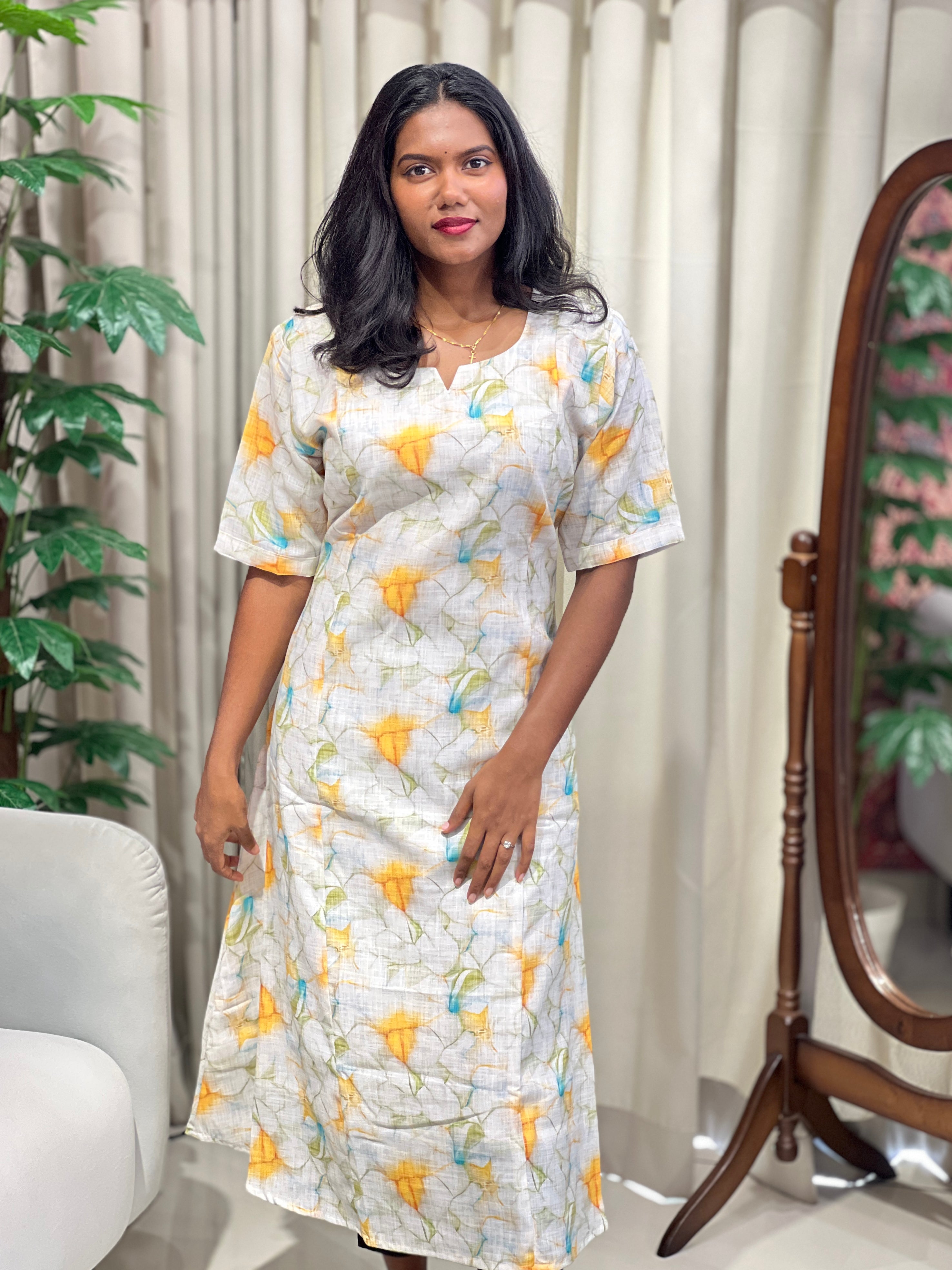 Digital Printed Chanderi Finish Kurta | RMLA307