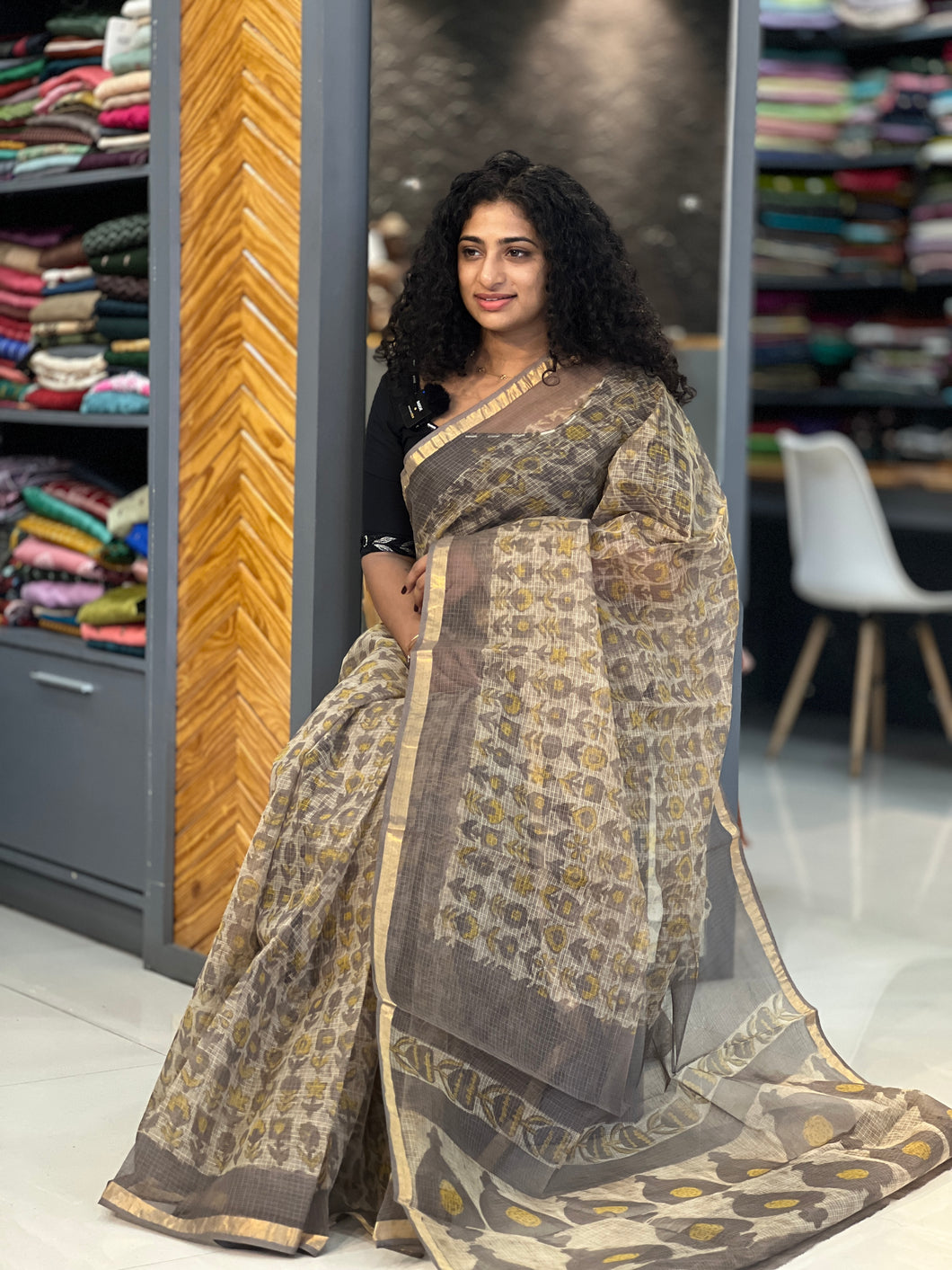 Block Printed Kota Doria  Saree | VFC436