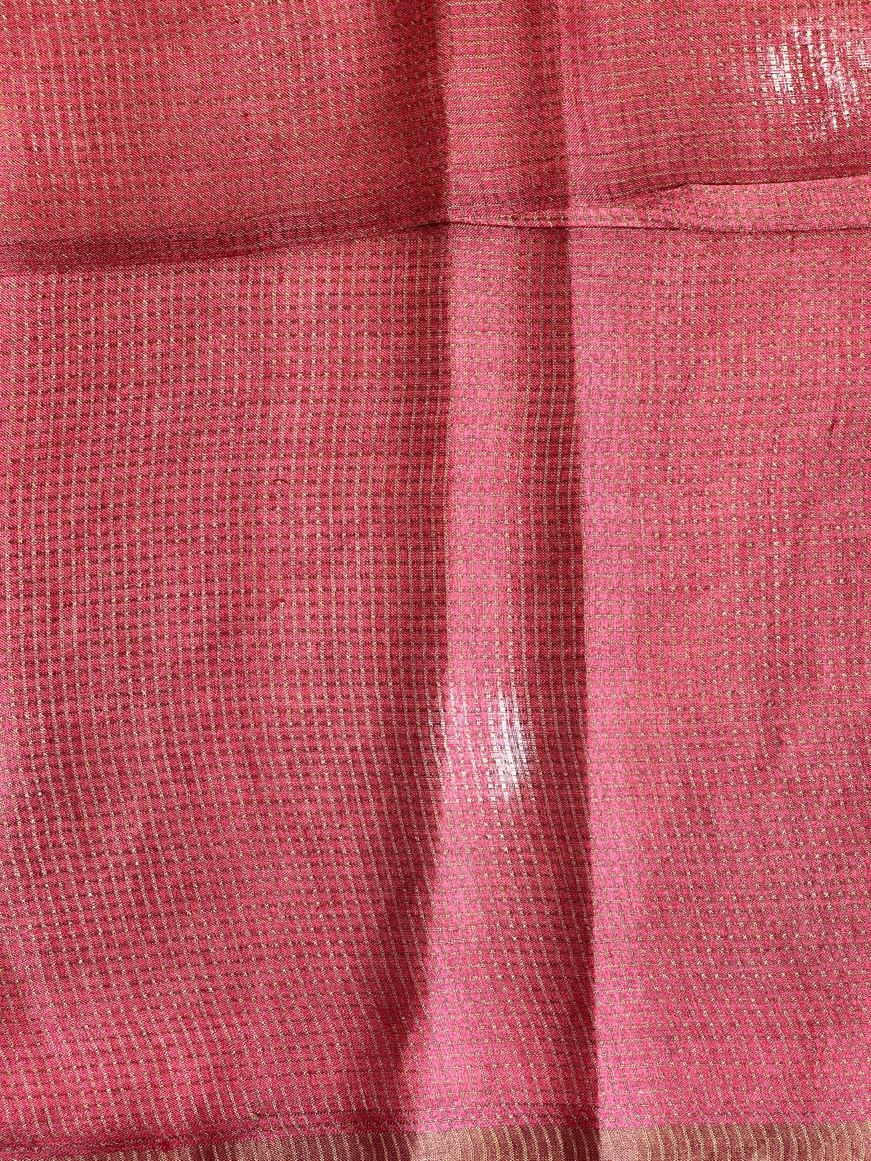Zari Check Patterned Desi Tussar Saree | HS1416