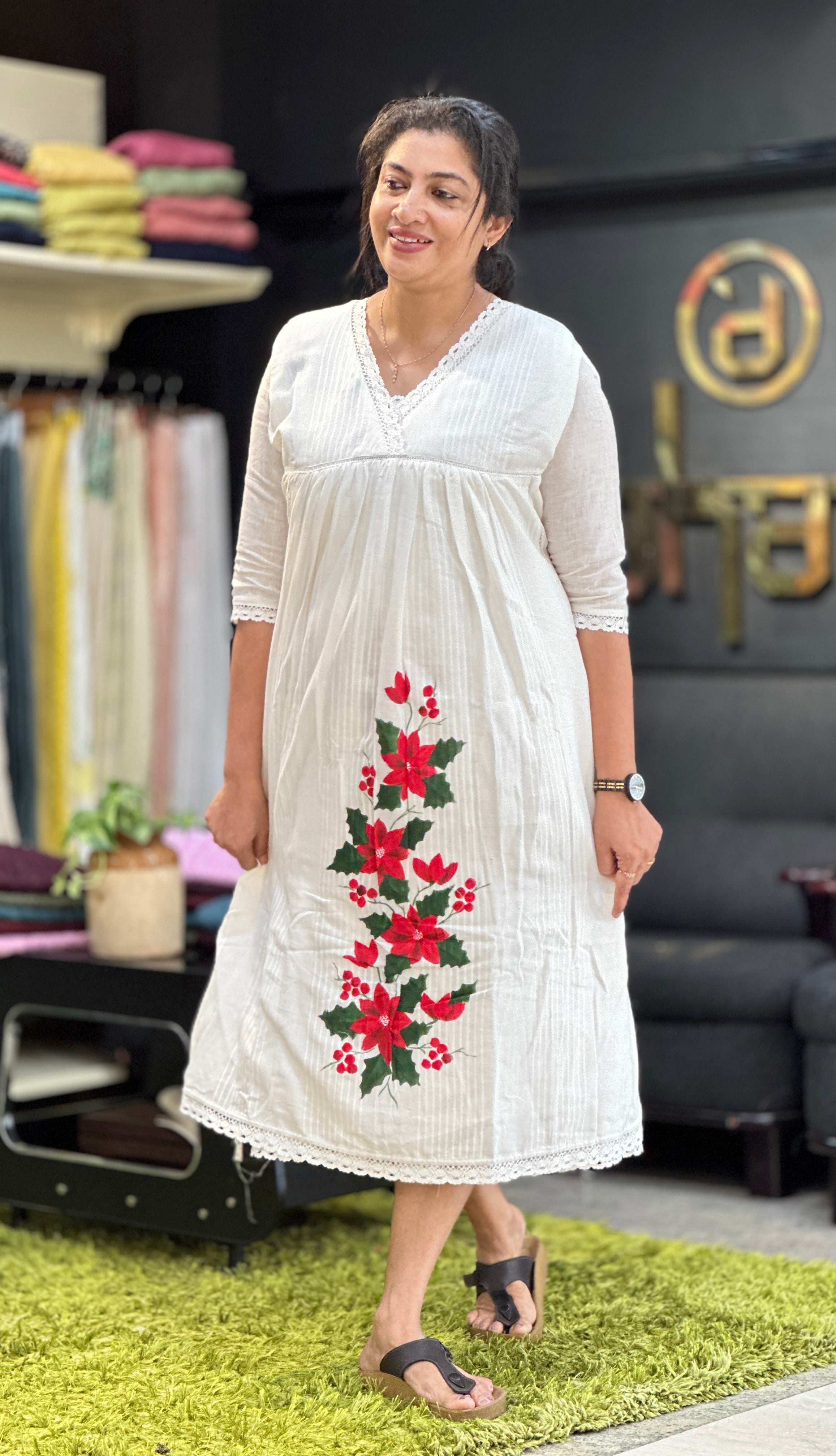 Hand Painted Linen Cotton Kurta Material | JSC537