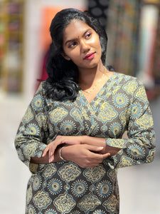 Ajrak inspired Printed Cotton Kurta | DNT474