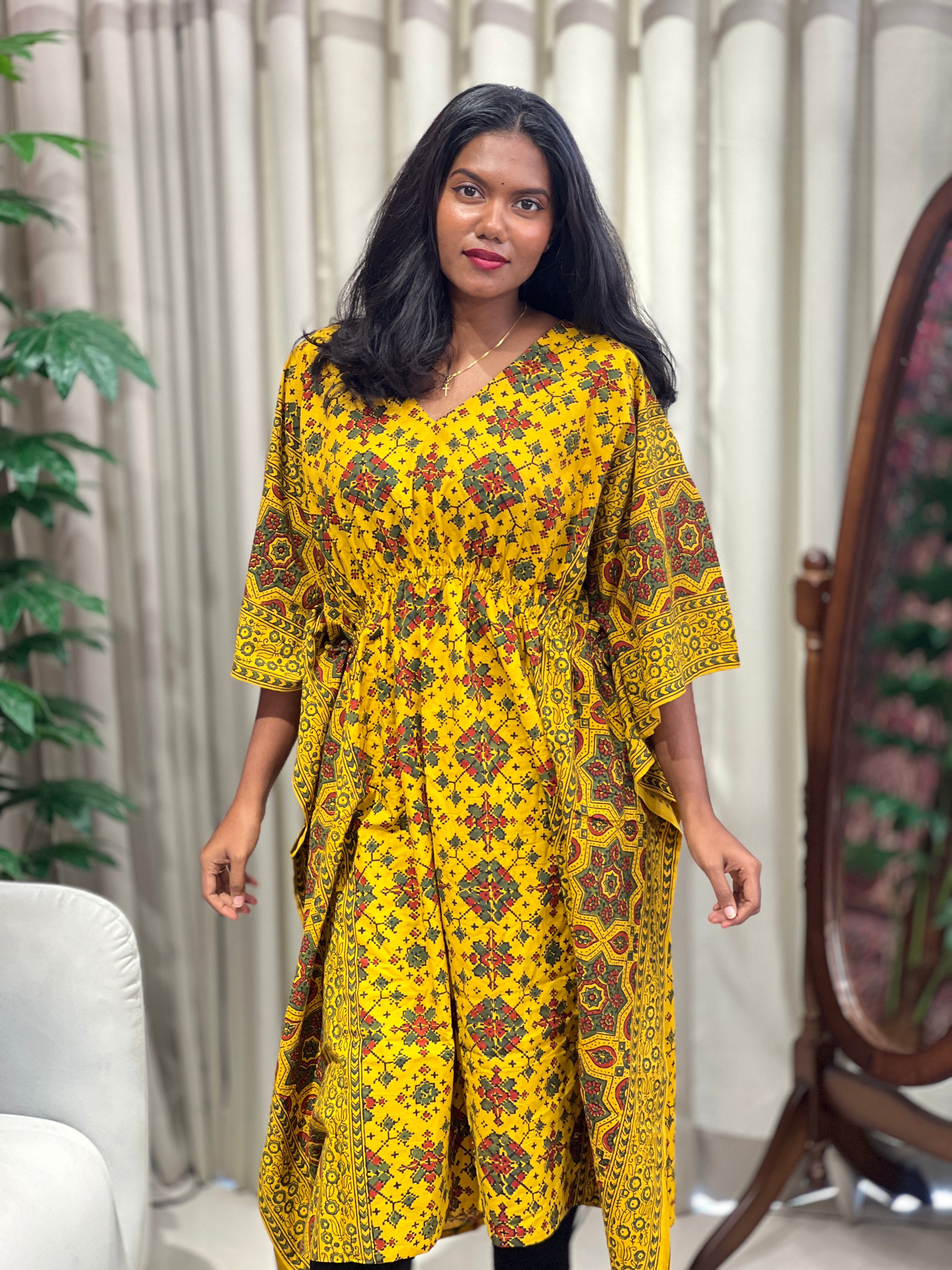 Block Printed Cotton Kaftan | DNT1130