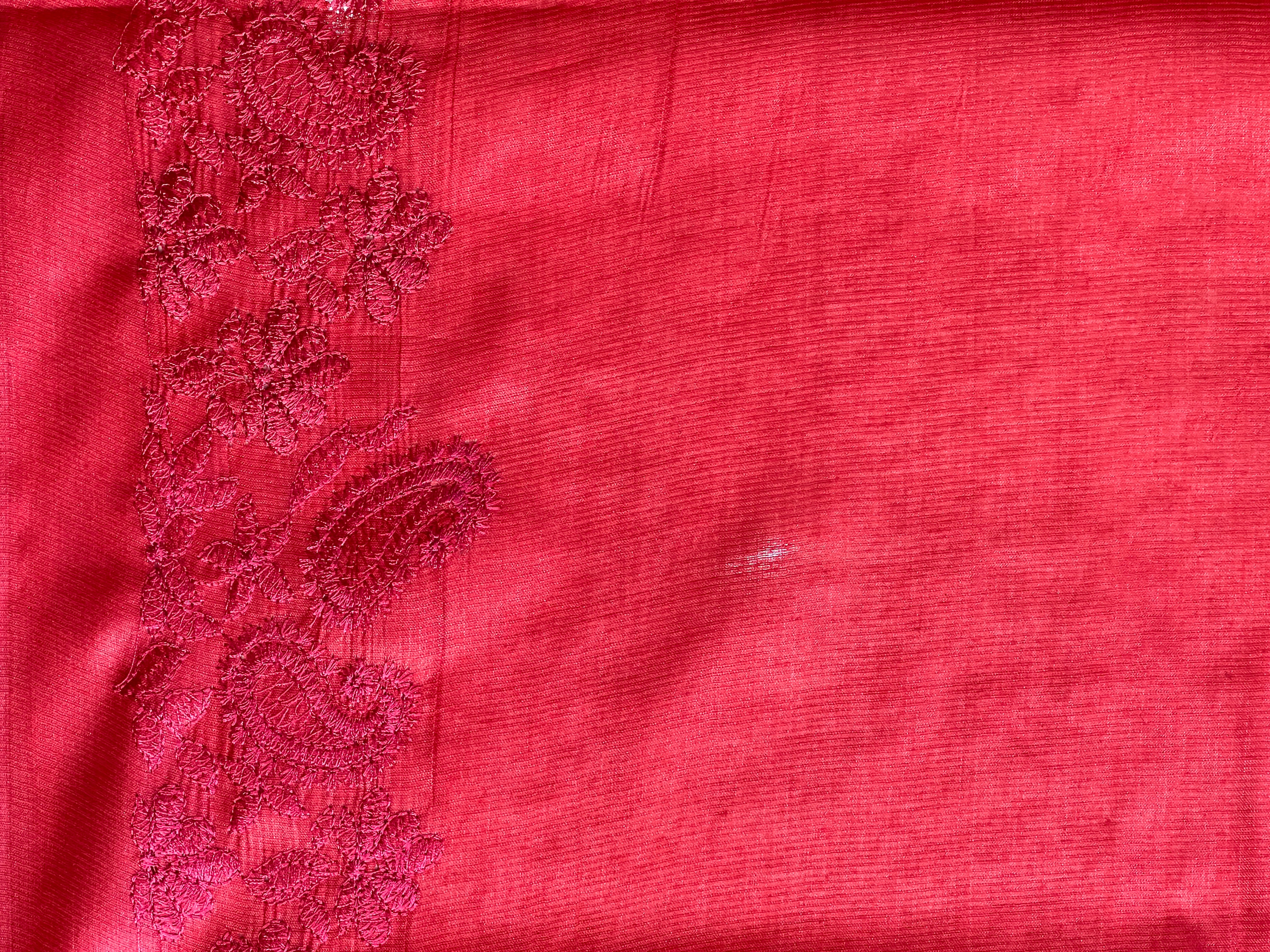 Paisley Embroidered Noil Tussar Saree | HS1407