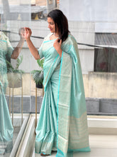 Golden Zari Weaved Semi Banarasi Silk Saree | NN379