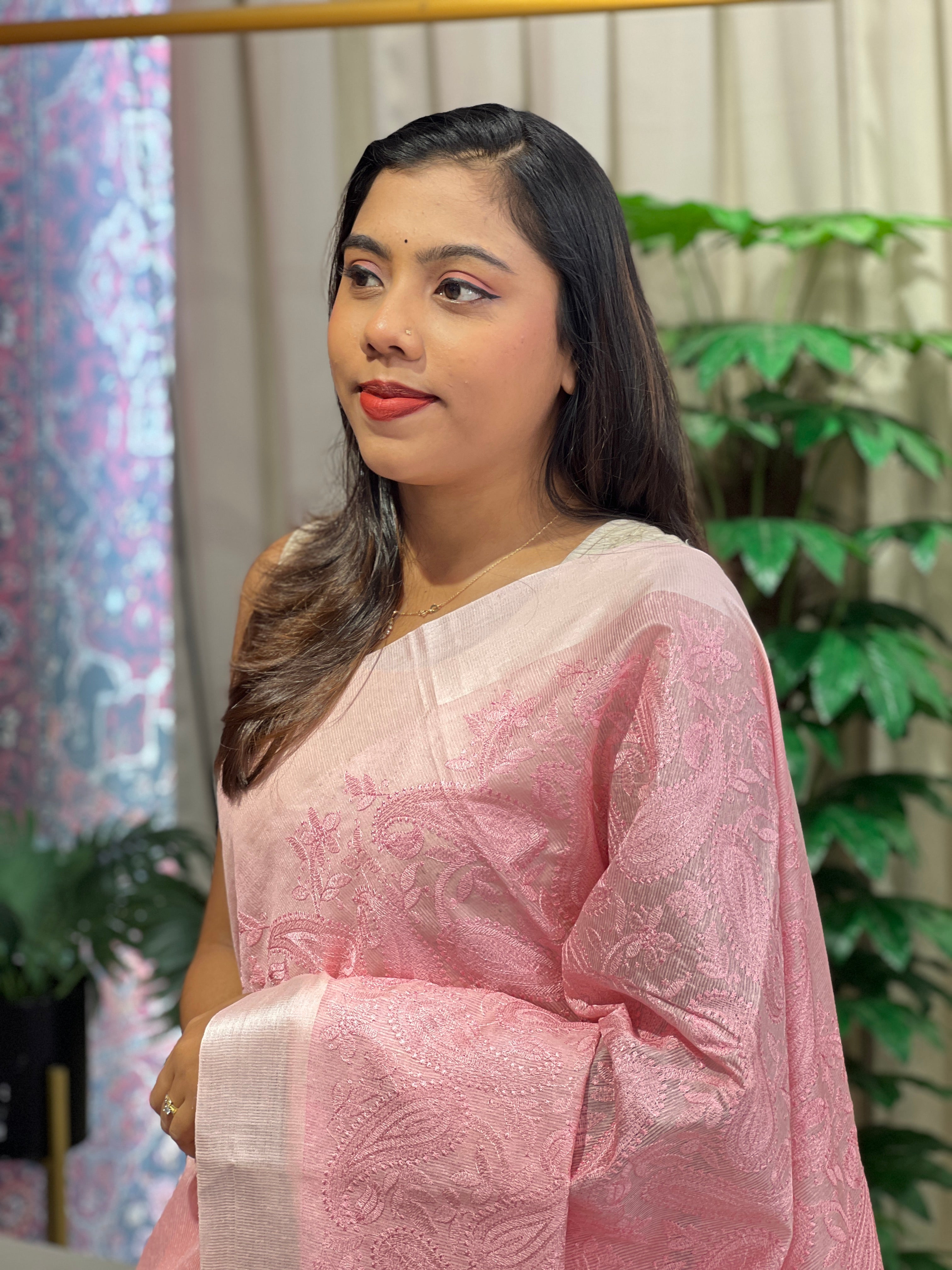 Computerized Embroidery Noil Tussar Saree | HS1406