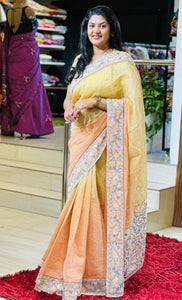 Embroidery Border Crush Tissue Organza Saree | SMC129