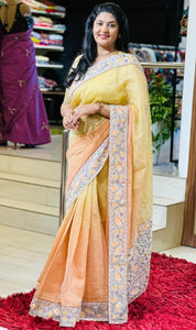 Embroidery Border Crush Tissue Organza Saree | SMC129