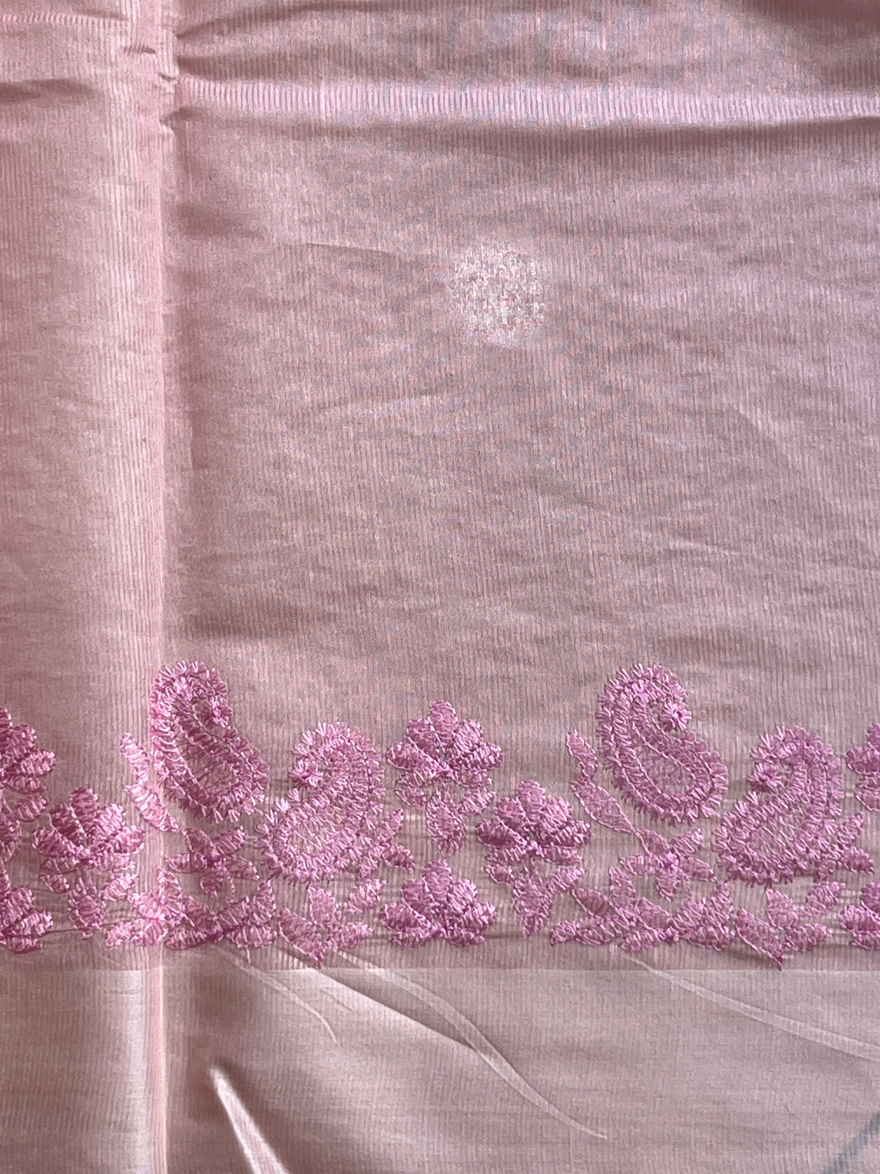 Paisley Embroidered Noil Tussar Saree | HS1409