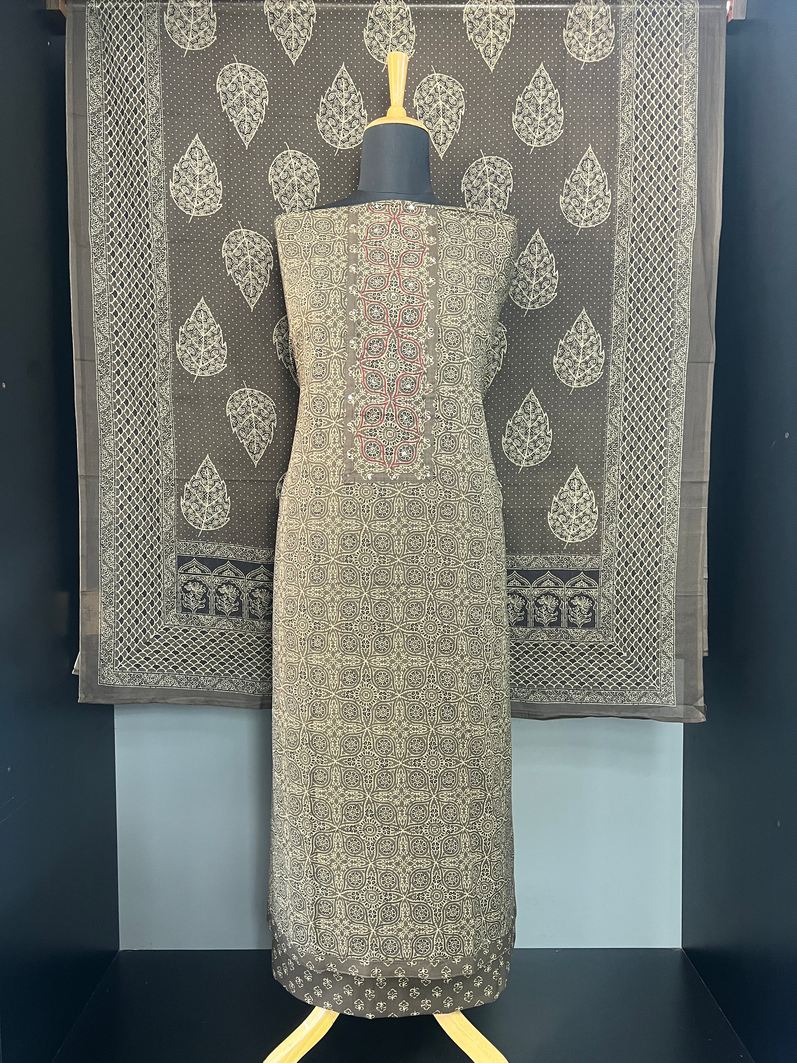 Block Printed Pattern Cotton Salwar Set | JRC110