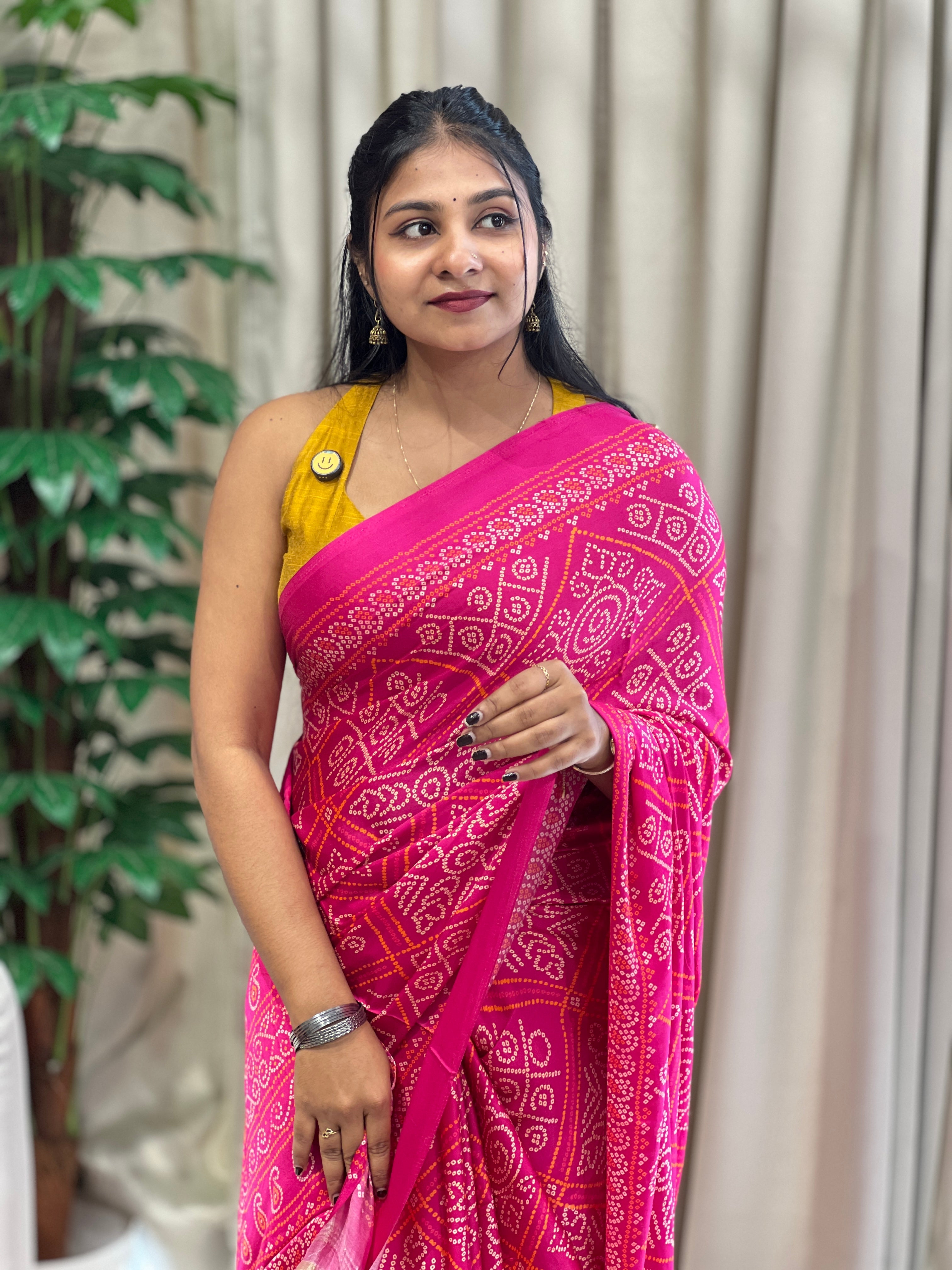 Bandhani Printed Semi Modal Saree | SSN459