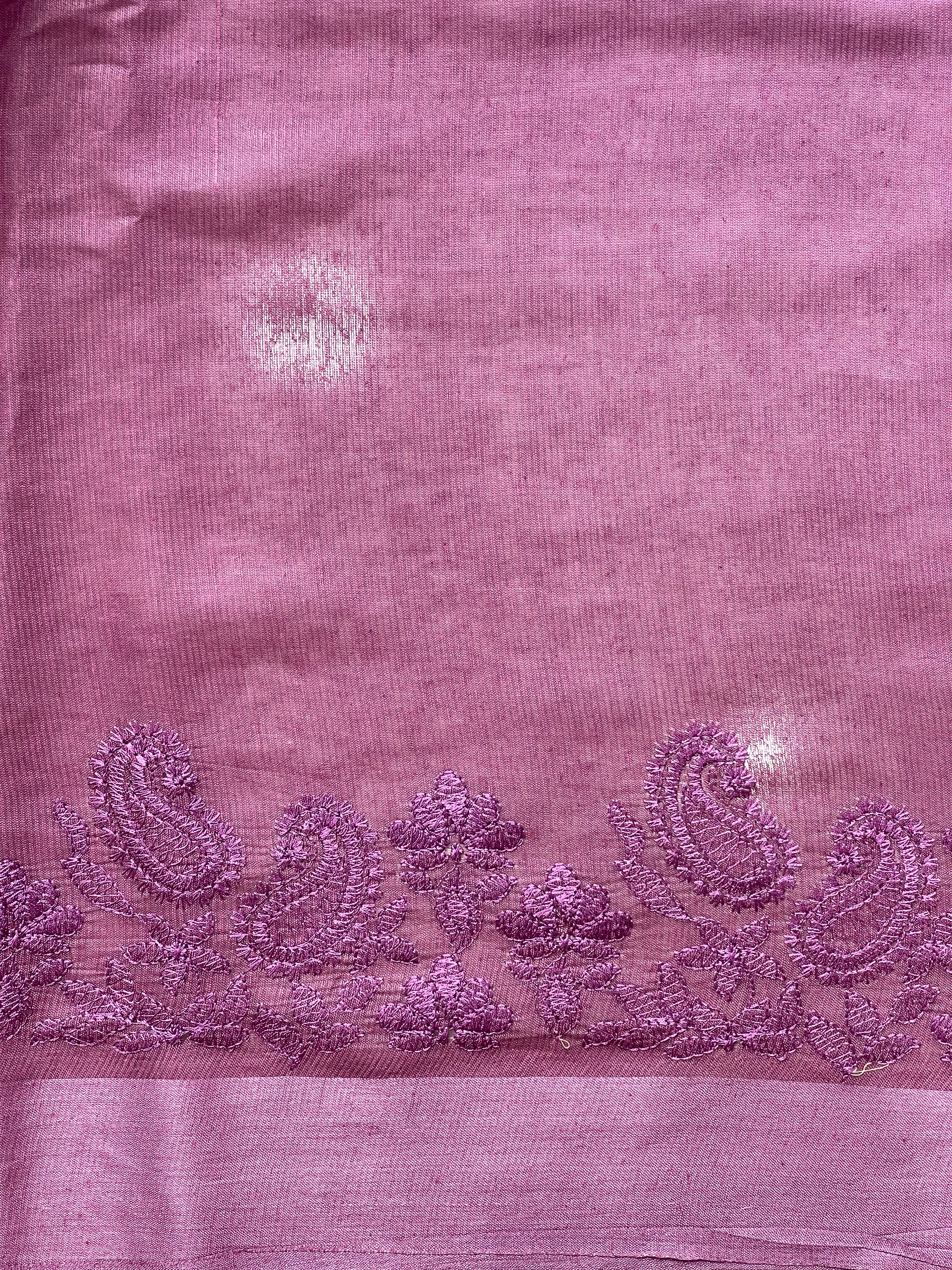 Paisley Embroidered Noil Tussar Saree | HS1408