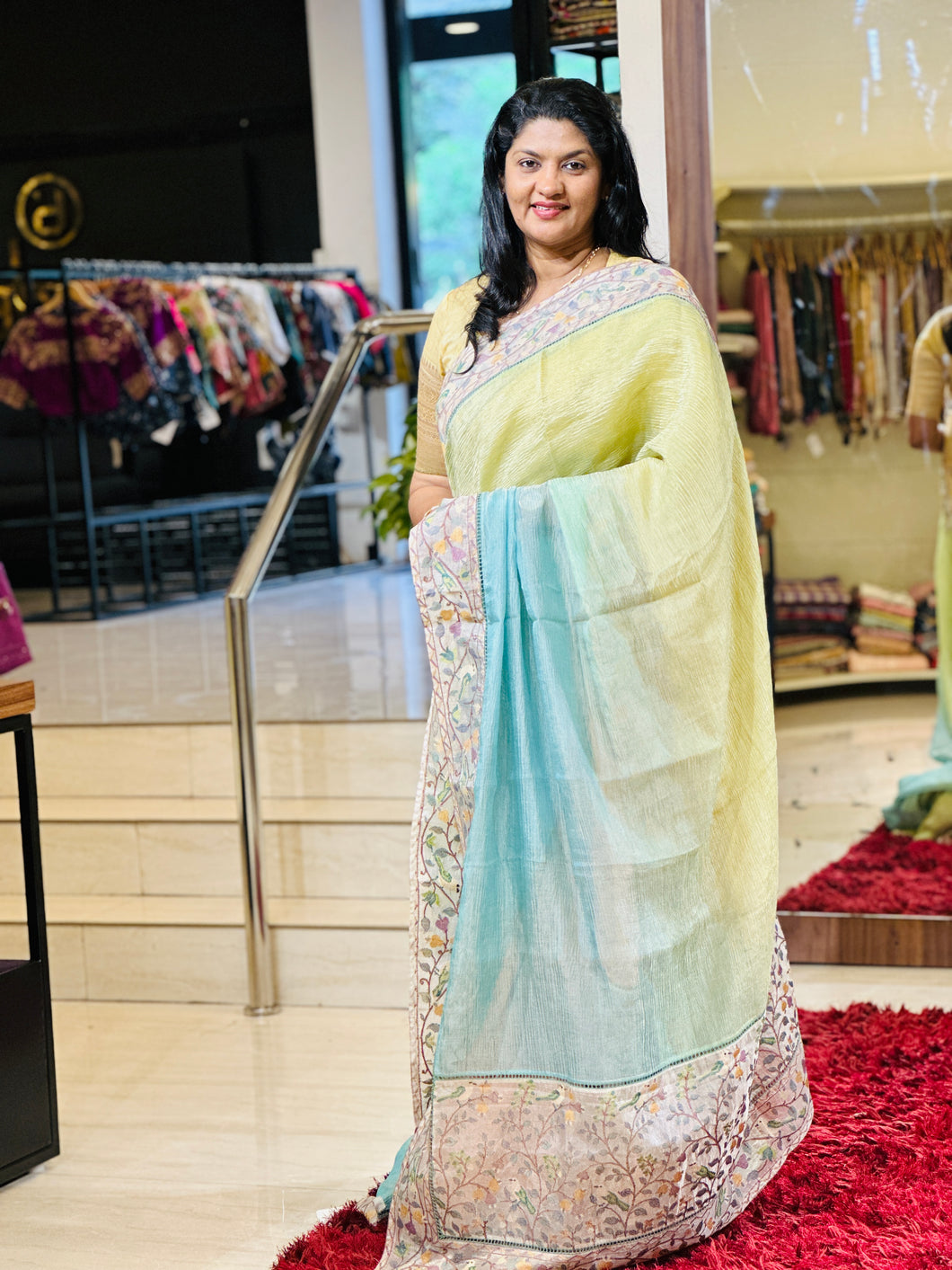 Embroidery Border Crush Tissue Organza Saree | SMC129