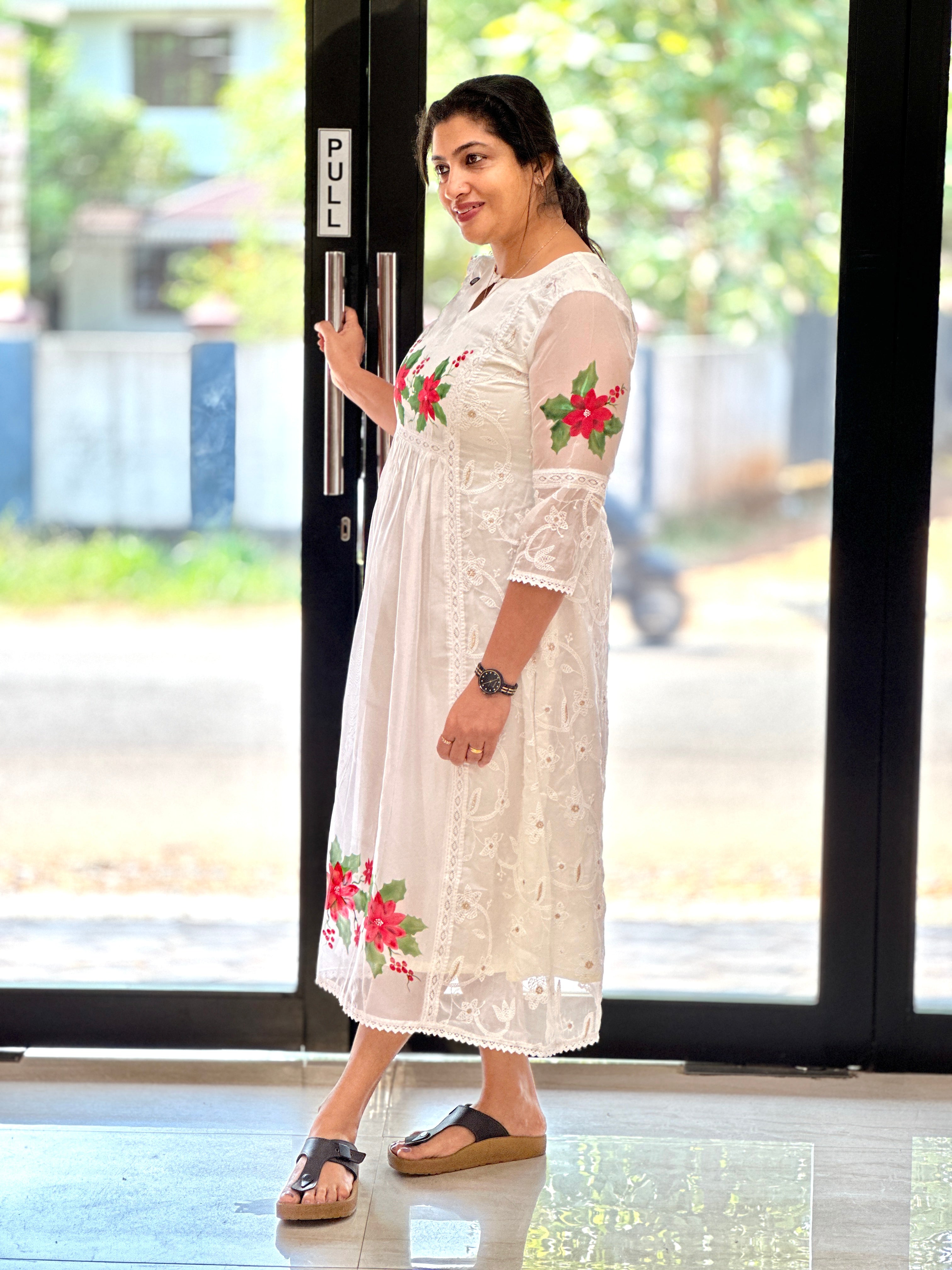 Floral Printed Organza Kurta Material | JSC552